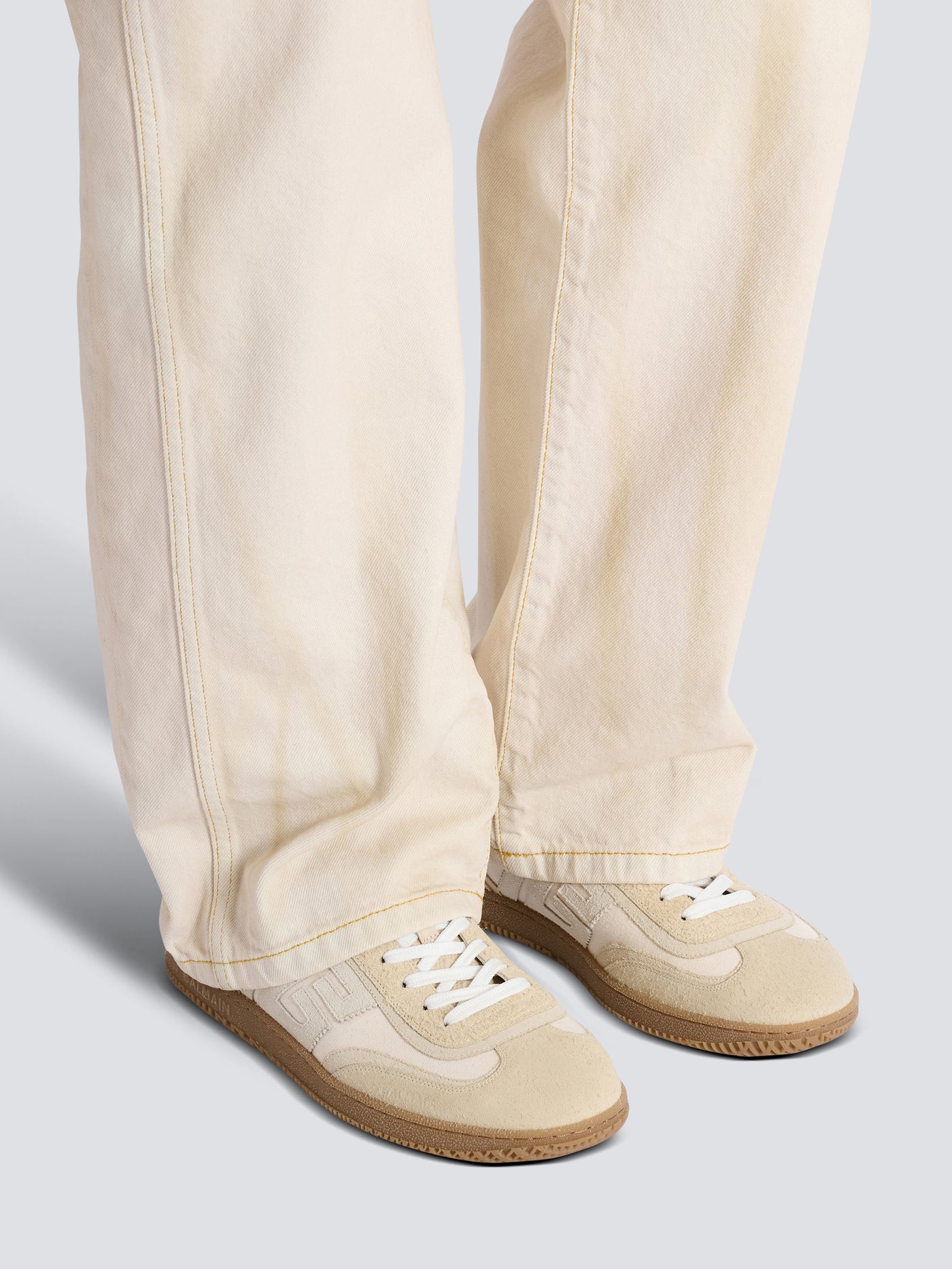 Balmain Swan trainers in suede, aged suede and canvas