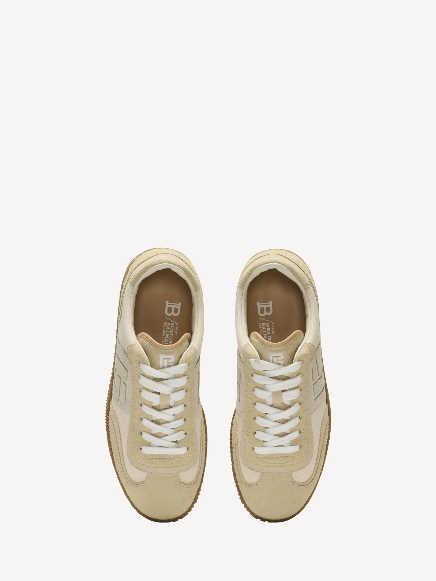 Balmain Swan trainers in suede, aged suede and canvas