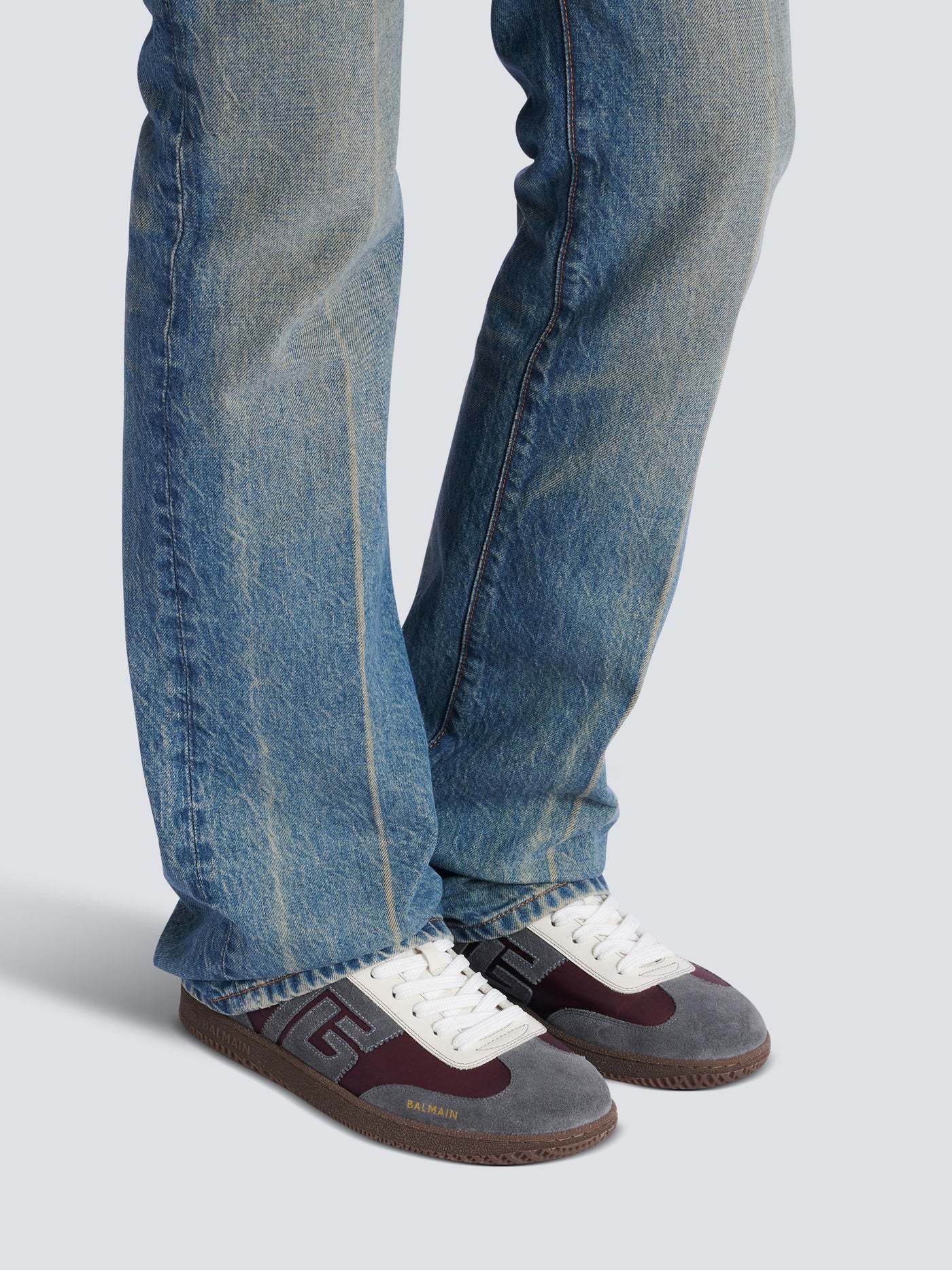 Balmain Swan suede and nylon trainers