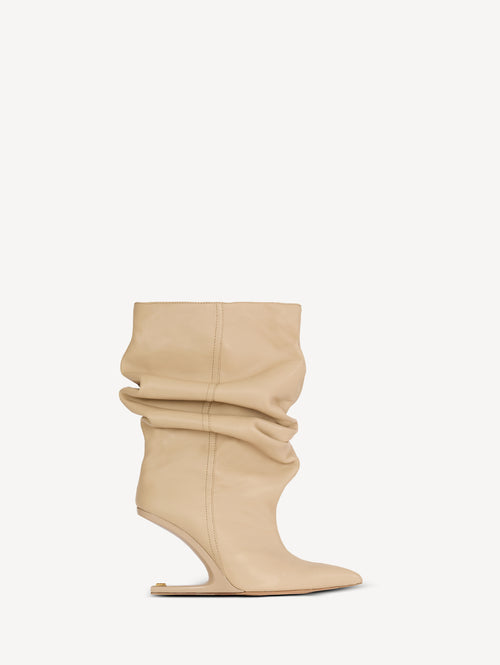 No Wedge smooth leather ankle boots