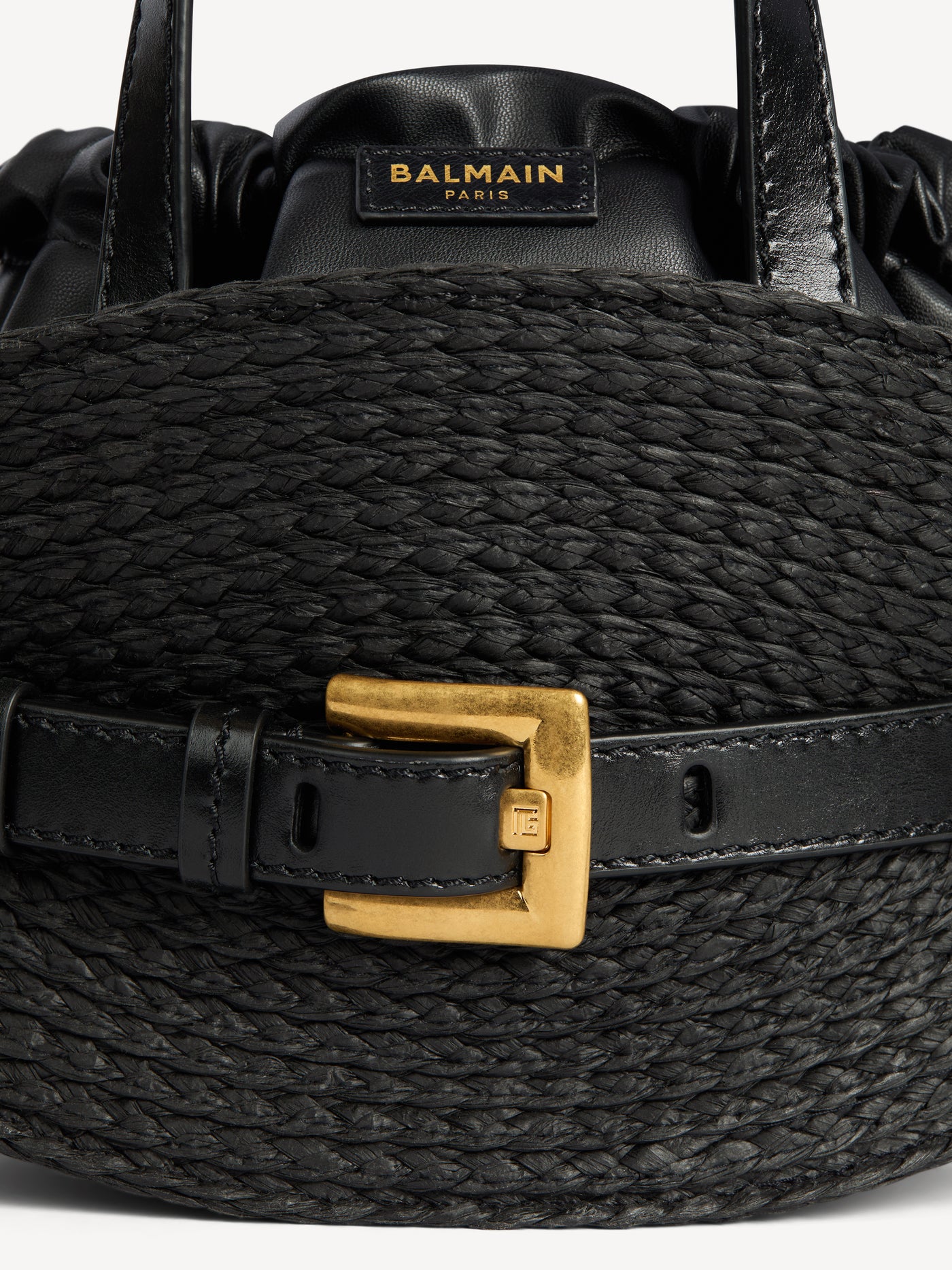 Shuffle Mini bag in calfskin and raffia