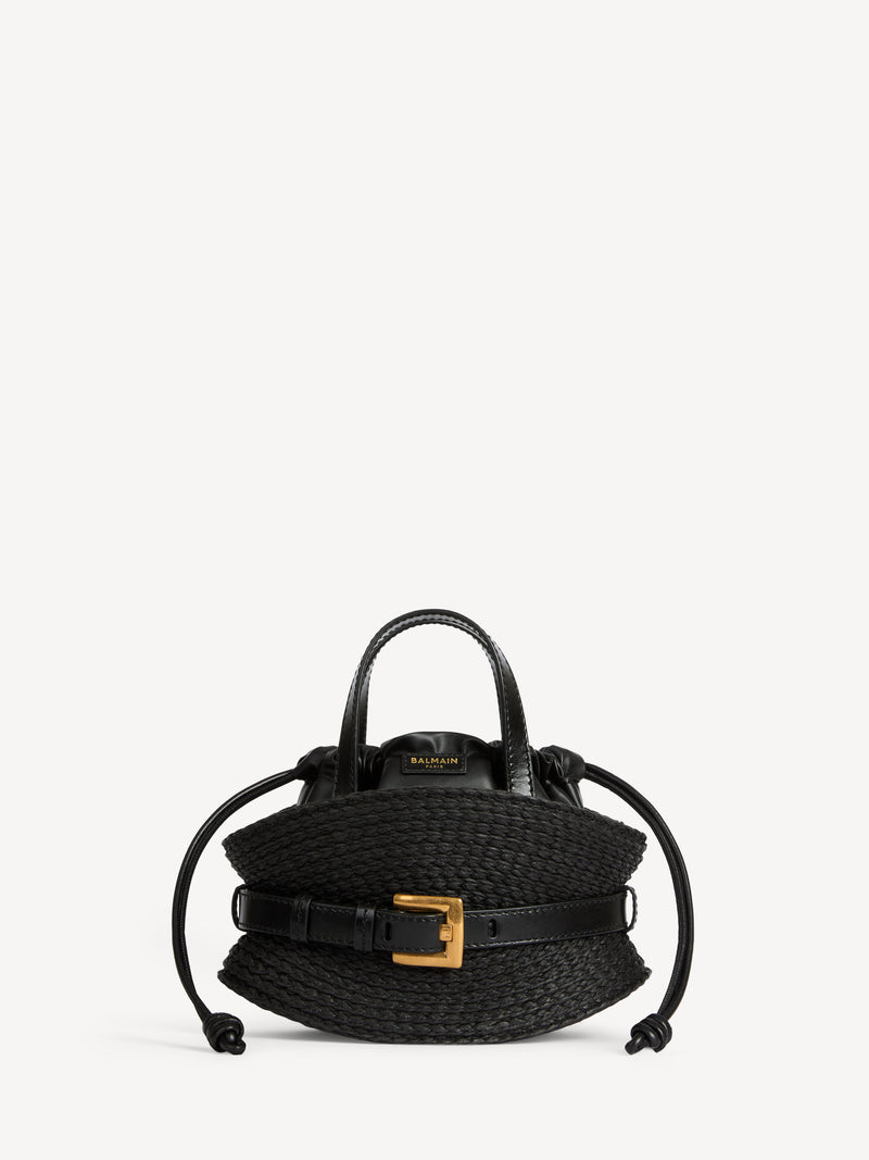 Borsa Shuffle mini in pelle di vitello e rafia
