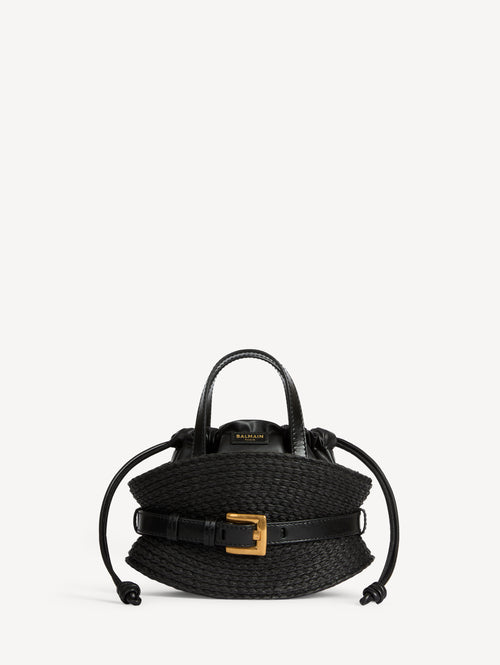 Shuffle Mini bag in calfskin and raffia