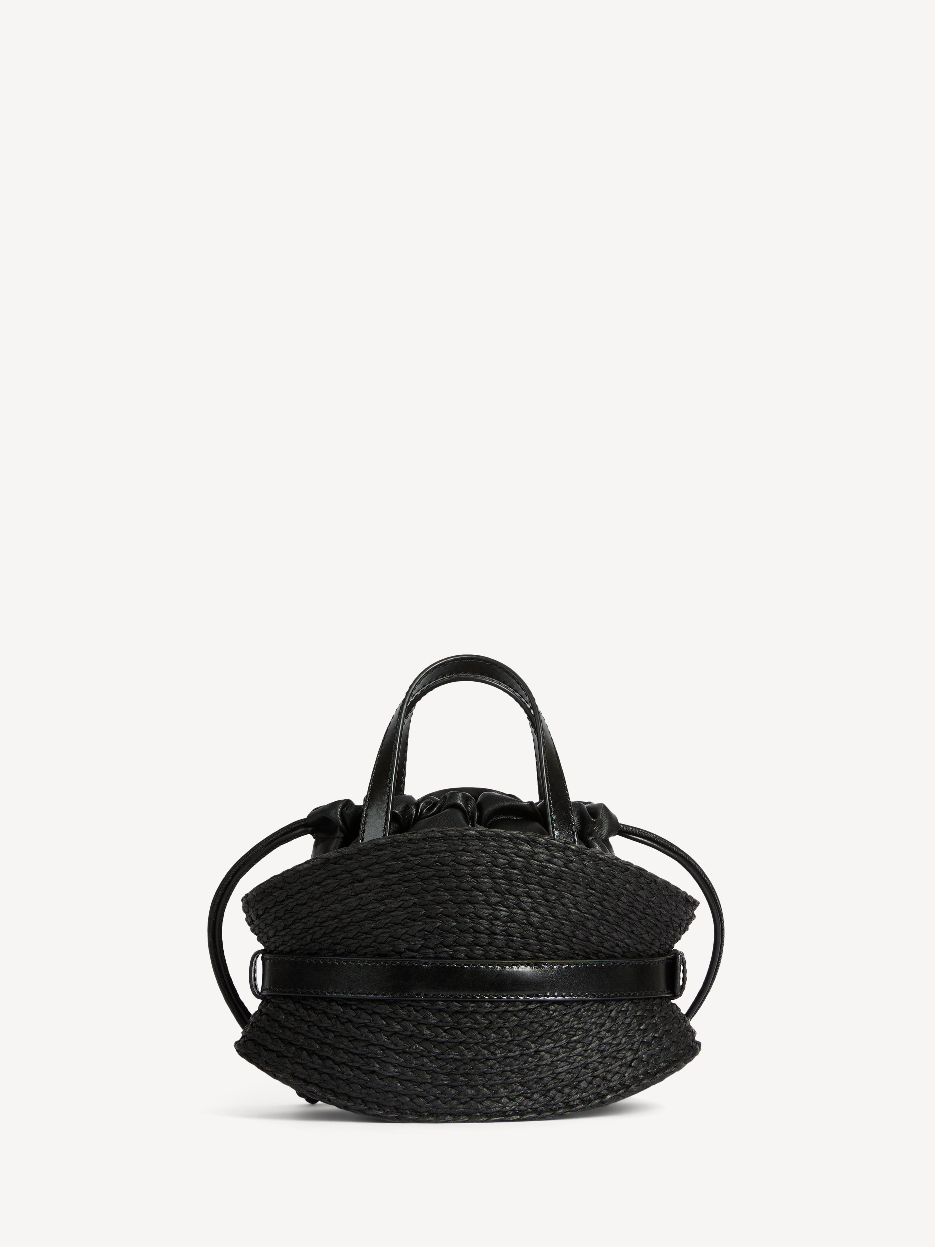 Shuffle Mini bag in calfskin and raffia Black - Women I Balmain