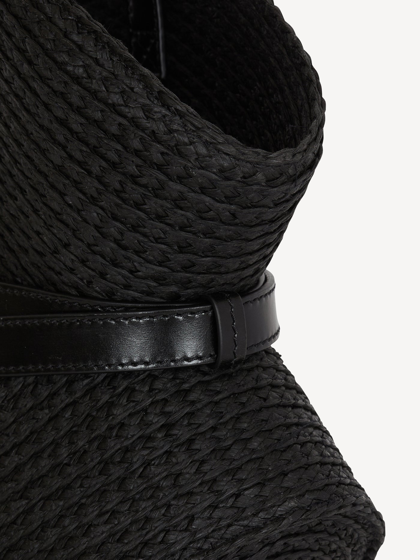 Sac Shuffle Medium en raphia et cuir de veau