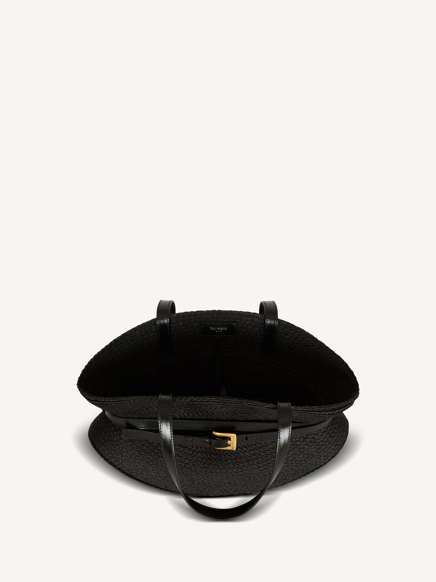 Sac Shuffle Medium en raphia et cuir de veau
