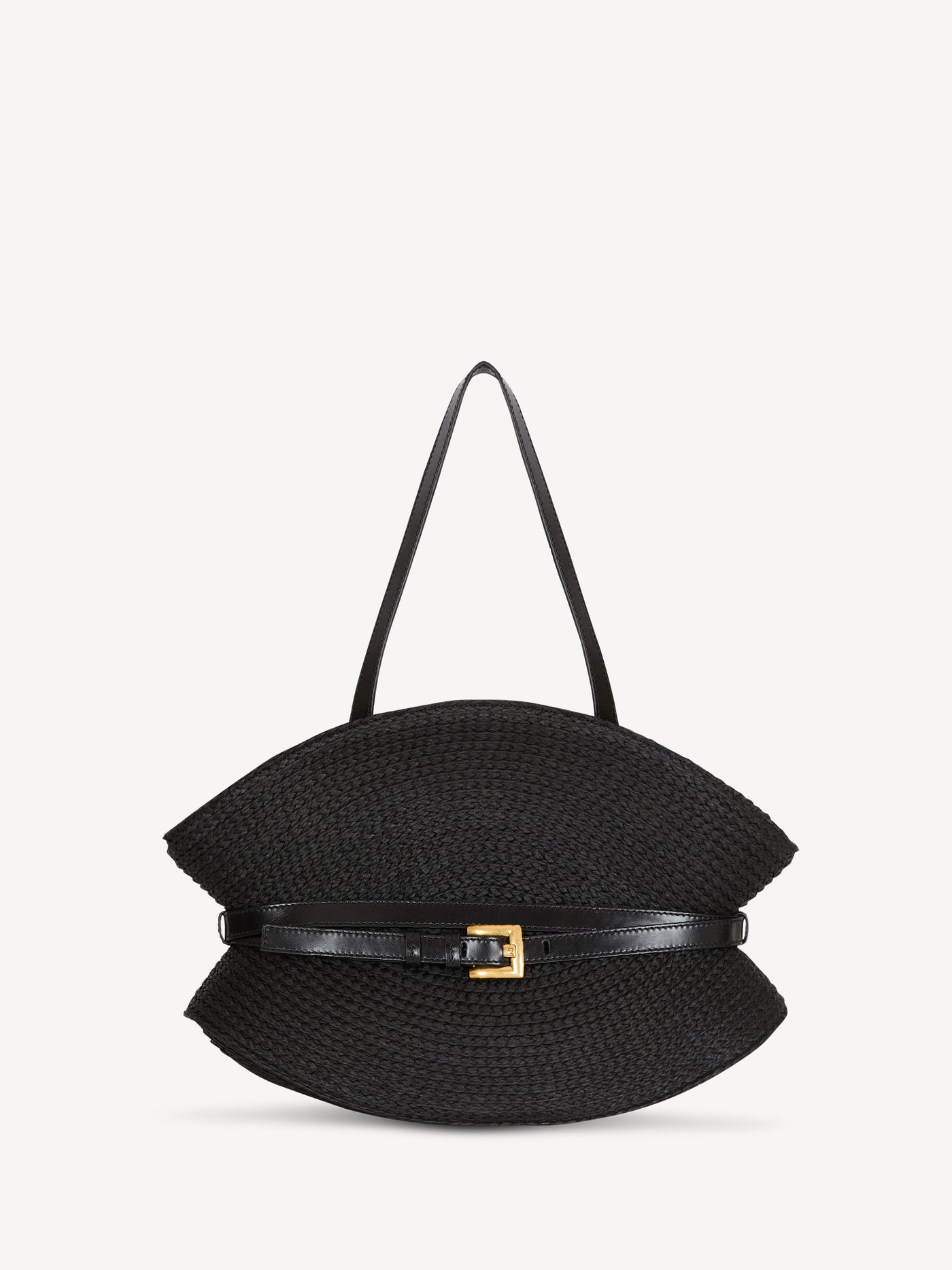 Sac Shuffle Medium en raphia et cuir de veau