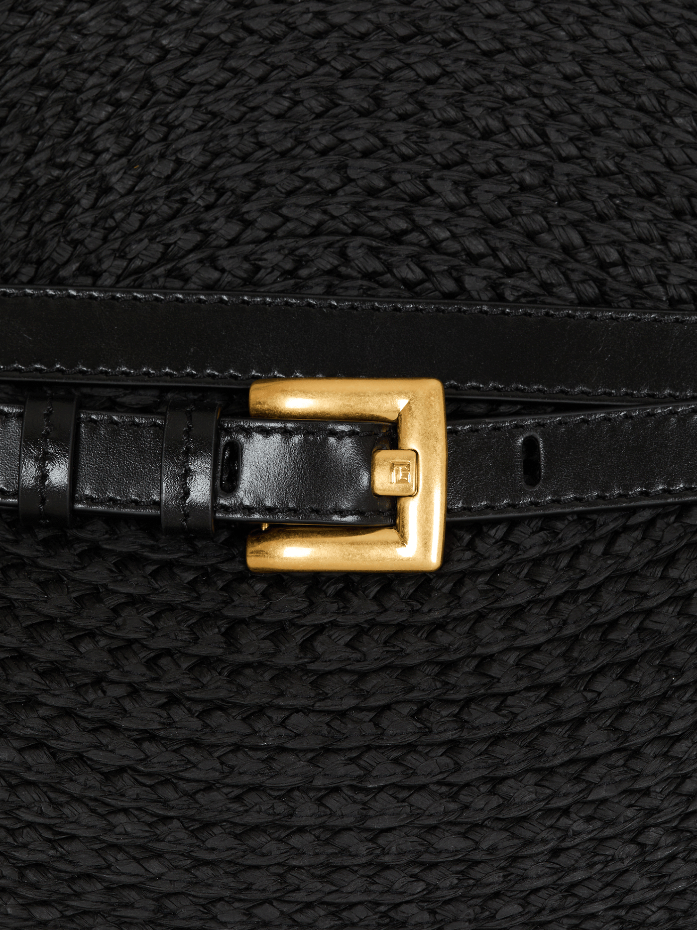 Sac Shuffle Medium en raphia et cuir de veau