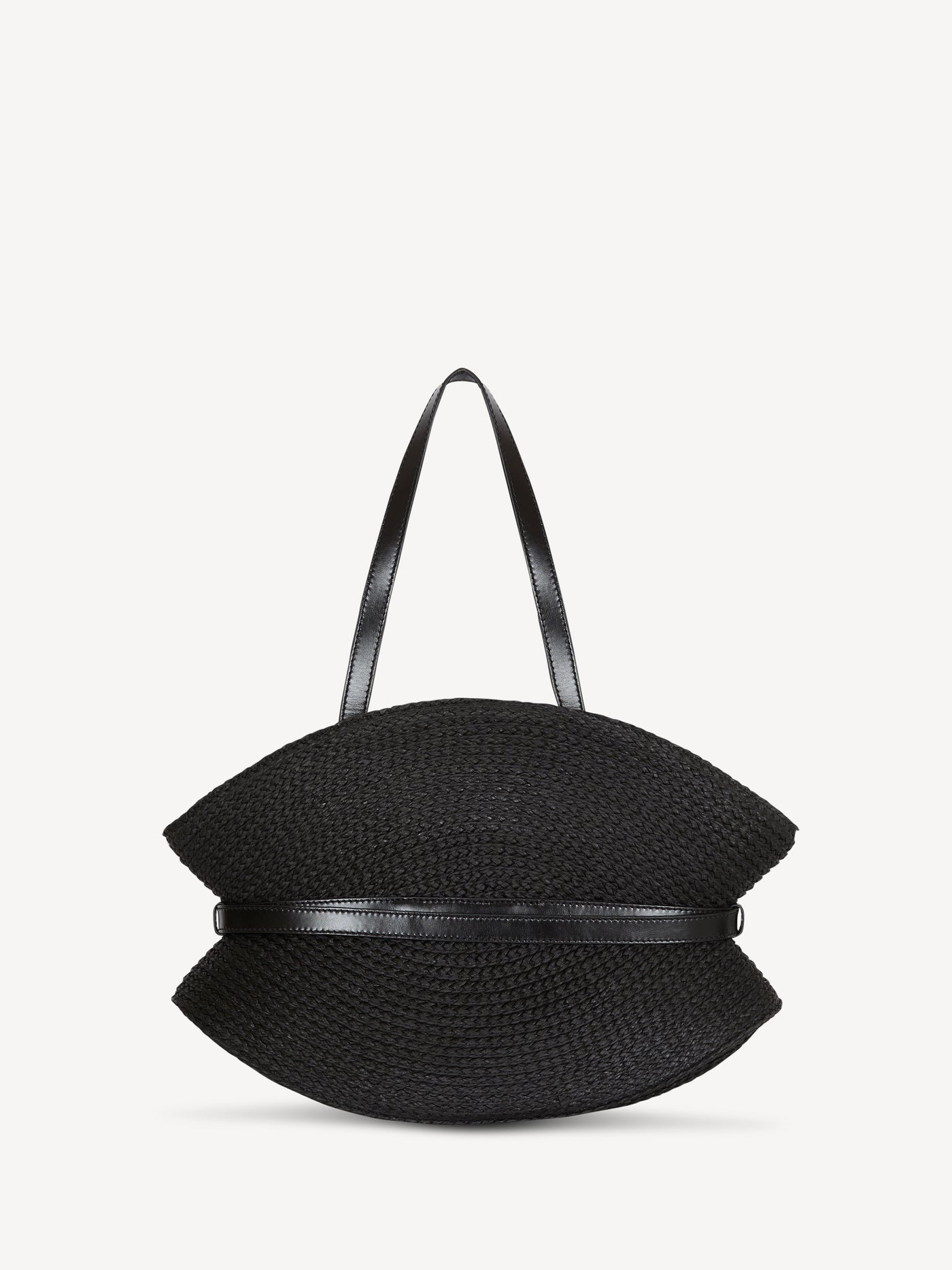 Sac Shuffle Medium en raphia et cuir de veau