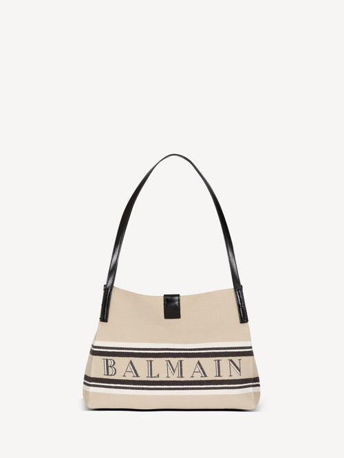 Small Release Shopper bag in canvas and calfskin