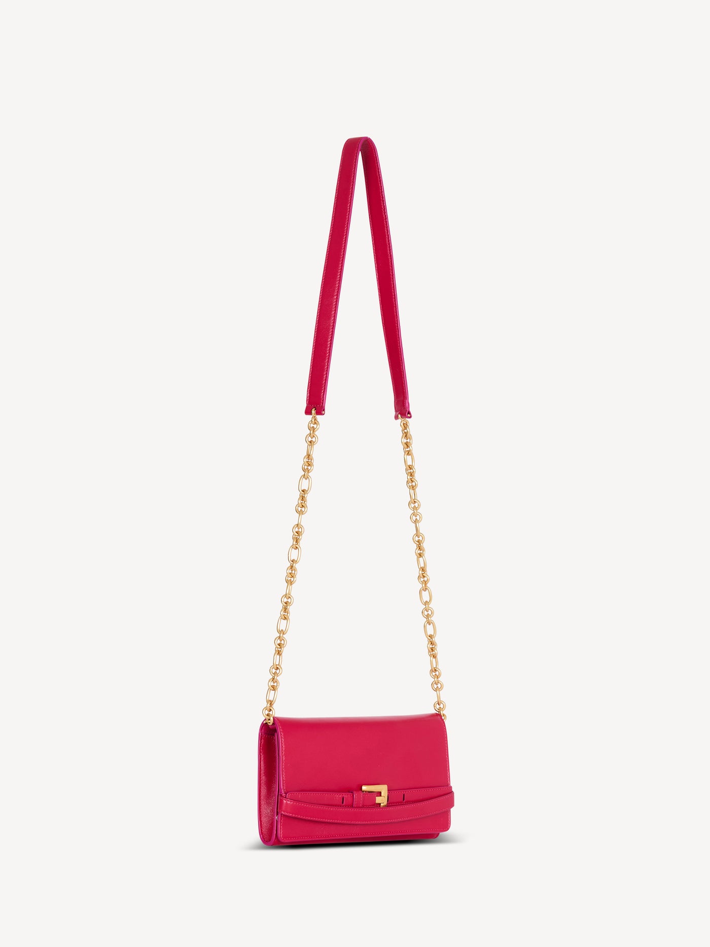 Shuffle calfskin wallet with chain