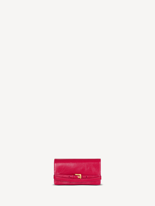Shuffle calfskin wallet with chain