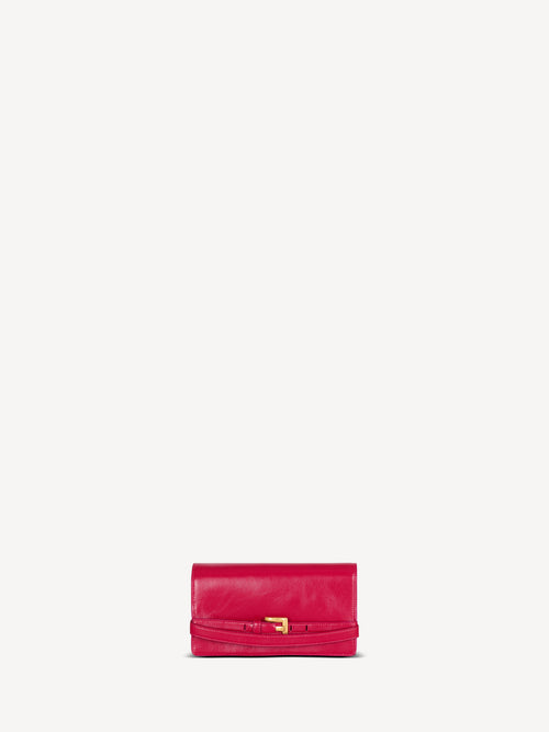 Shuffle calfskin wallet with chain