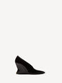 Shiny lambskin Wedge pumps