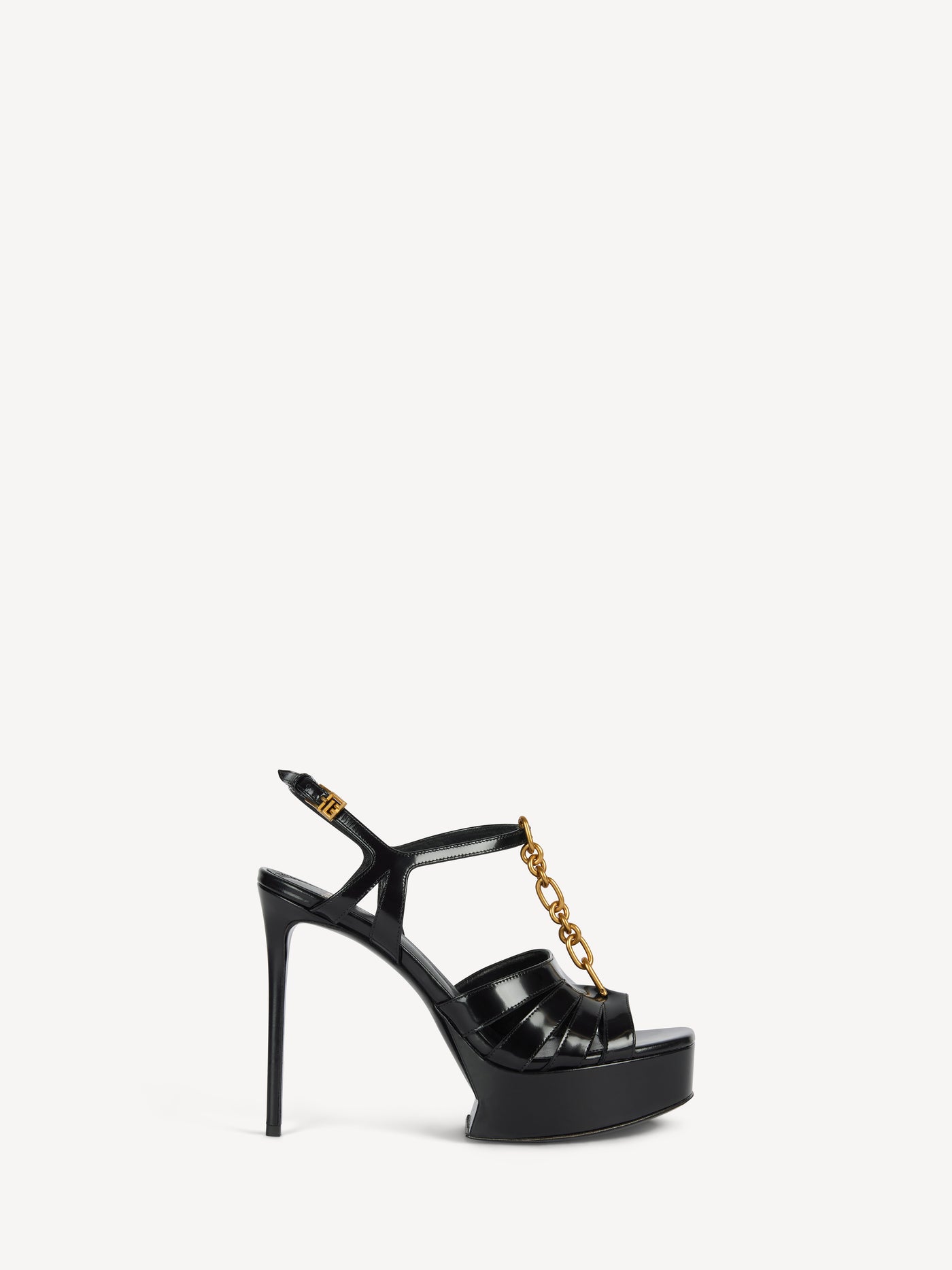 Sync platform sandals in patent lambskin