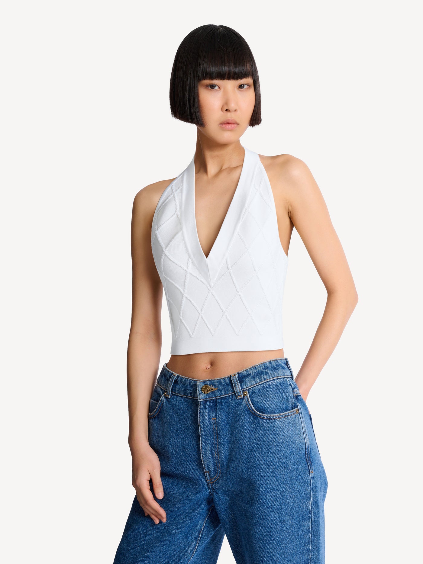 Top dos-nu en maille quilted