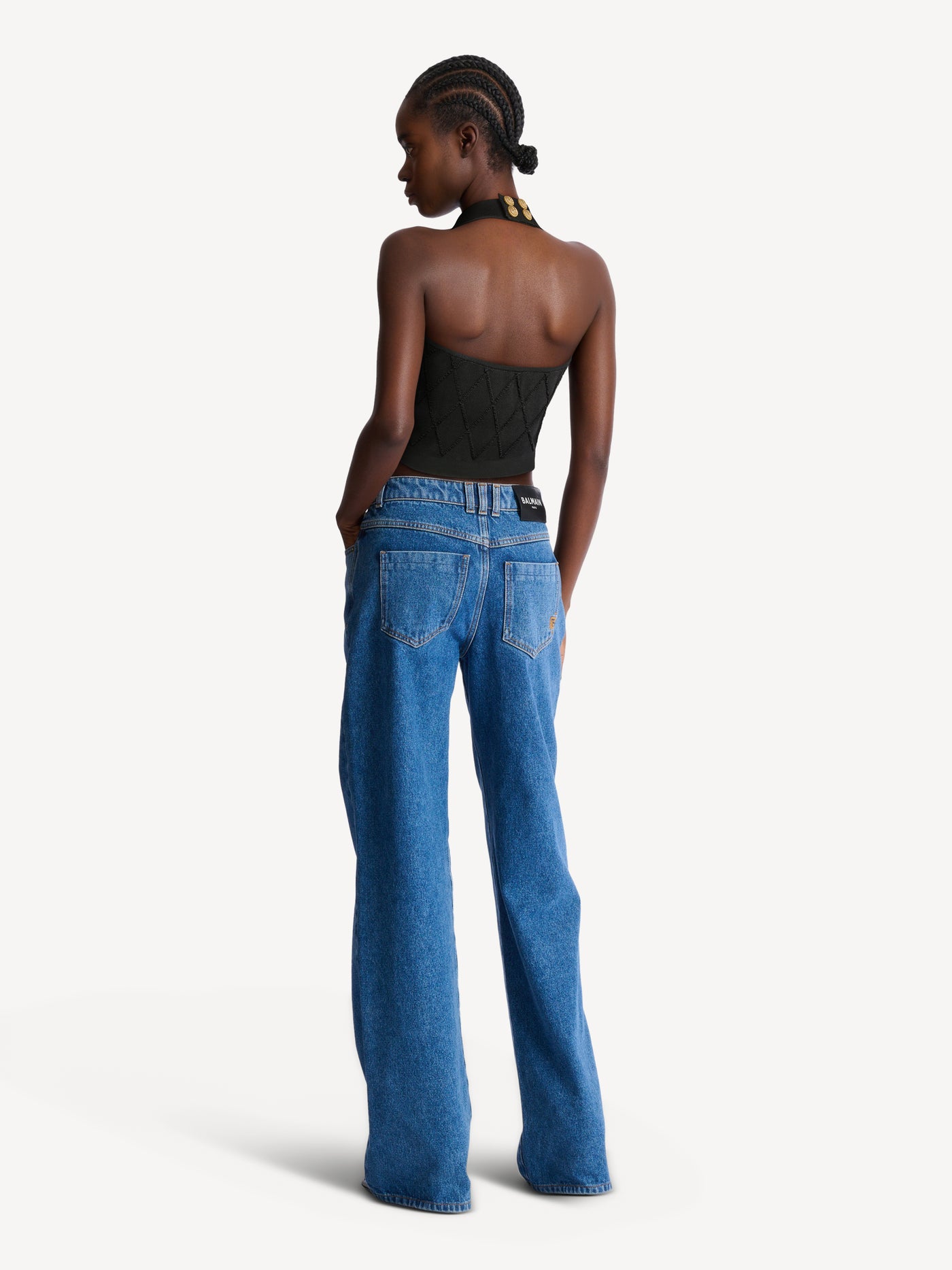 Quilted knit halterneck top