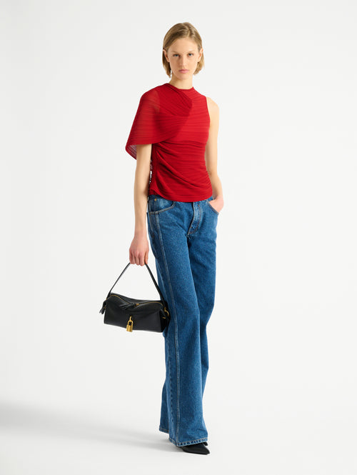 Sleeveless asymmetrical viscose top