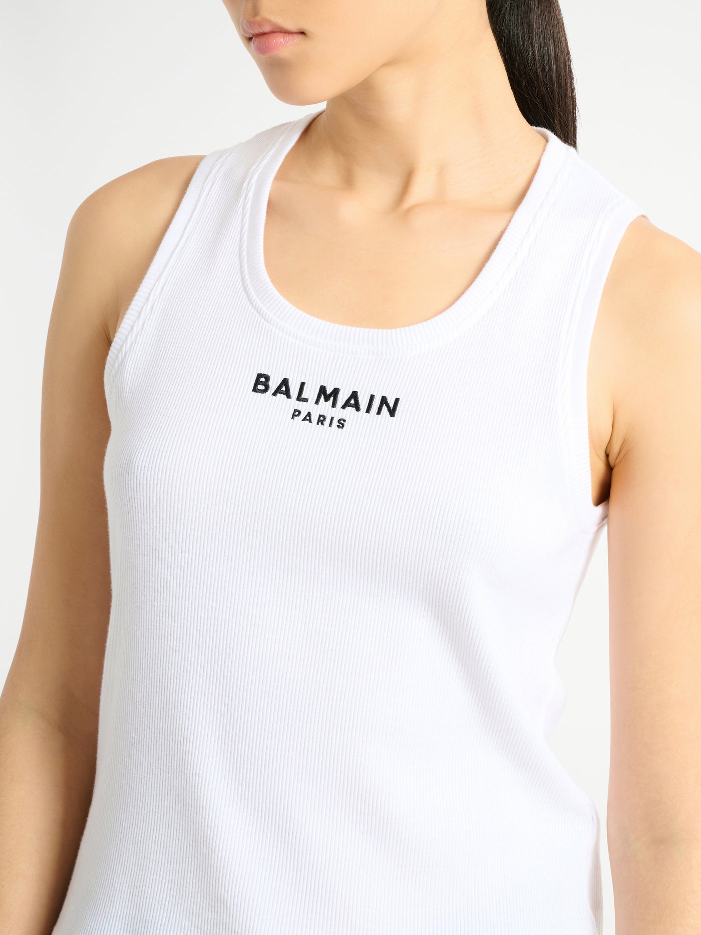 Tanktop mit Balmain Paris-Stickerei