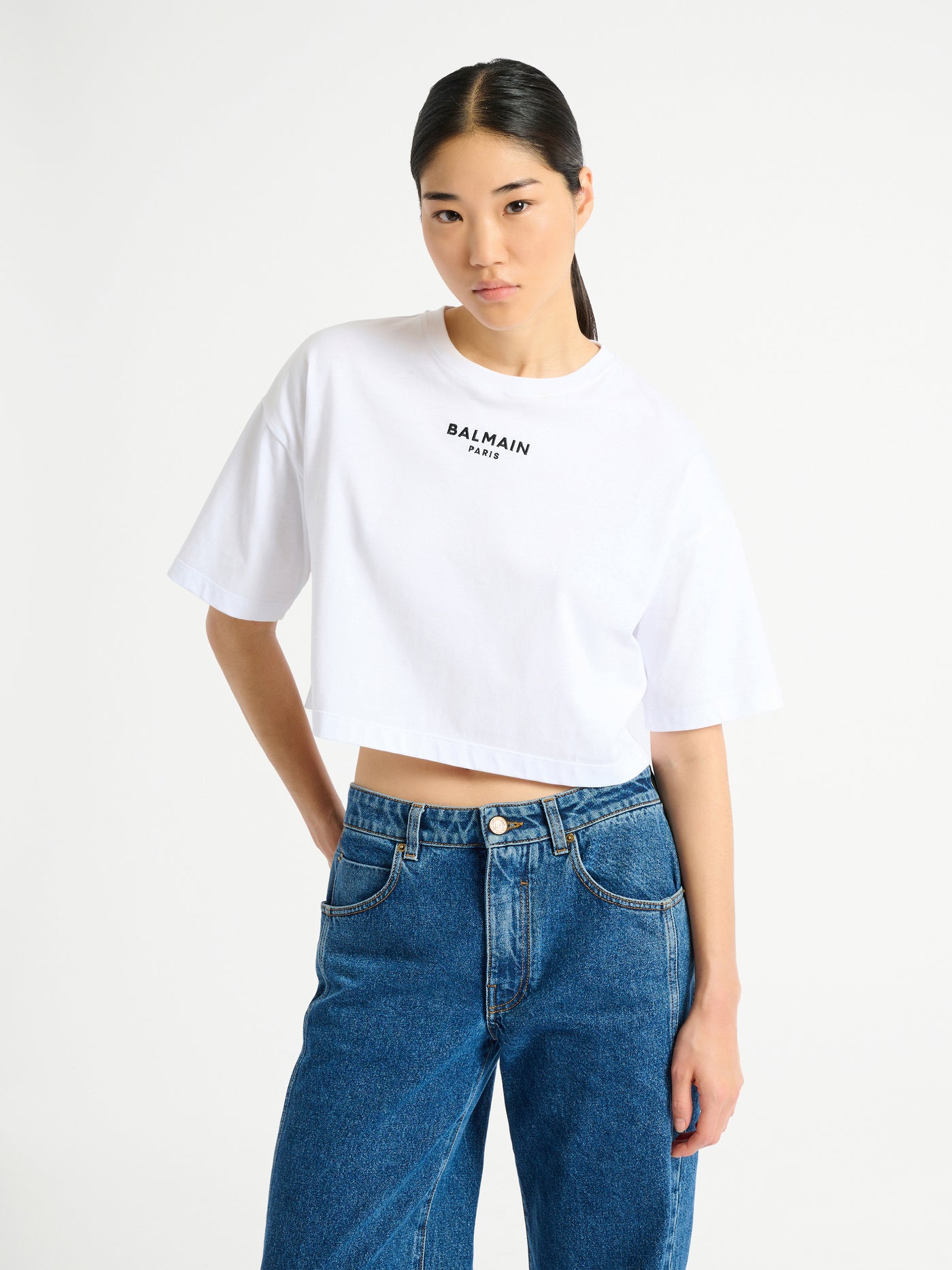 Embroidered Balmain Paris T-shirt