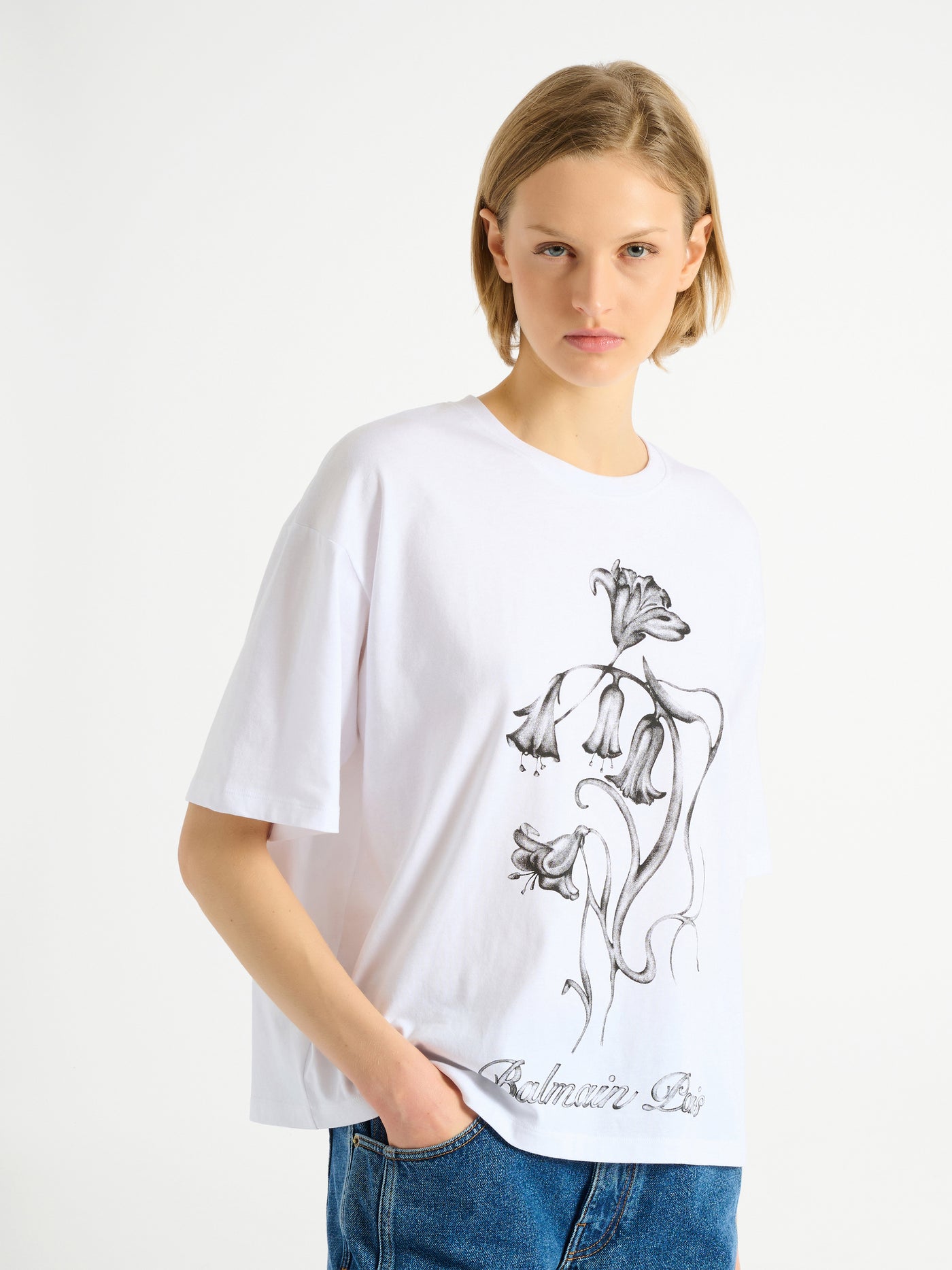 T-shirt Balmain Flower imprimé