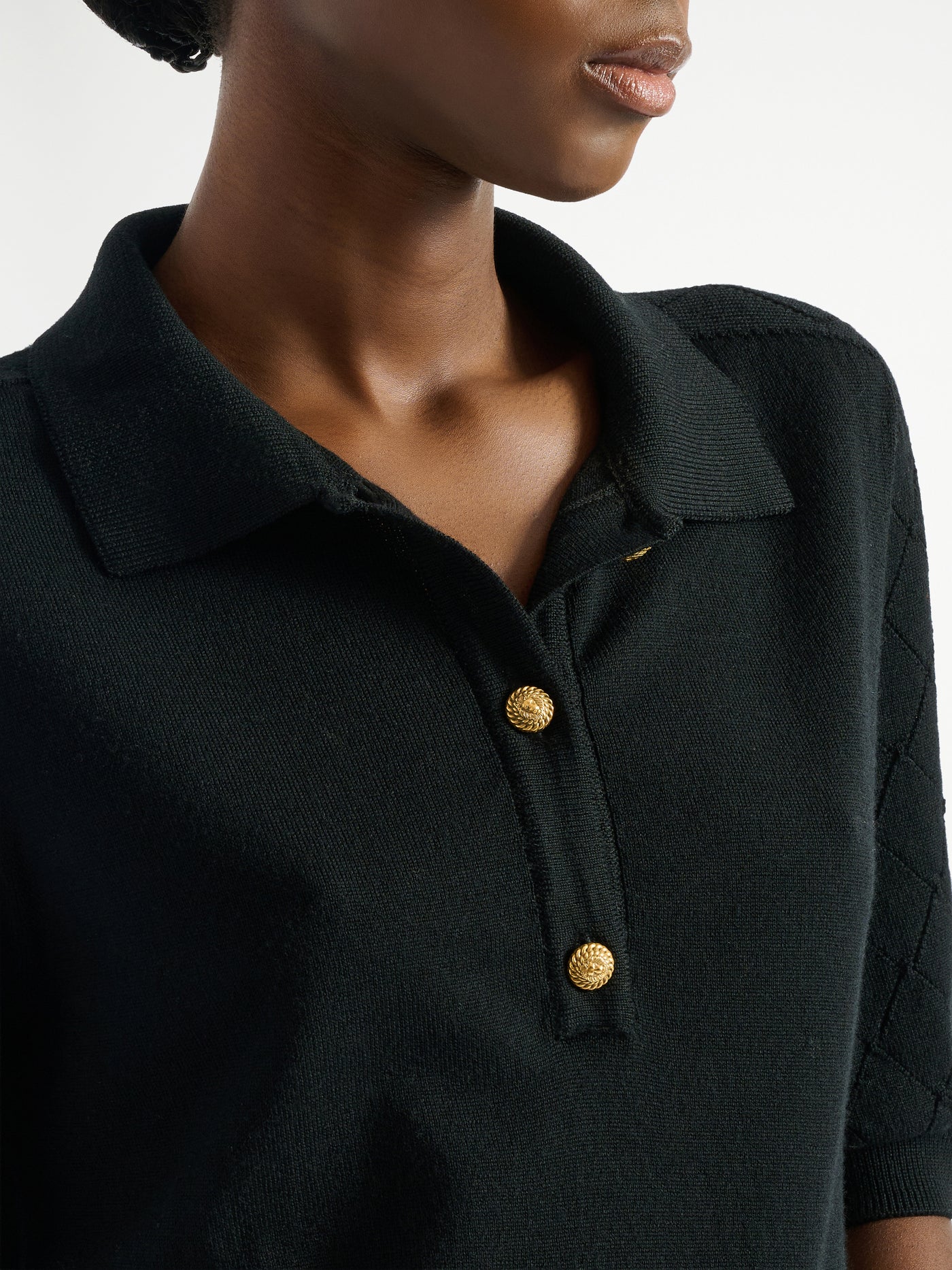 Knitted 3-button polo
