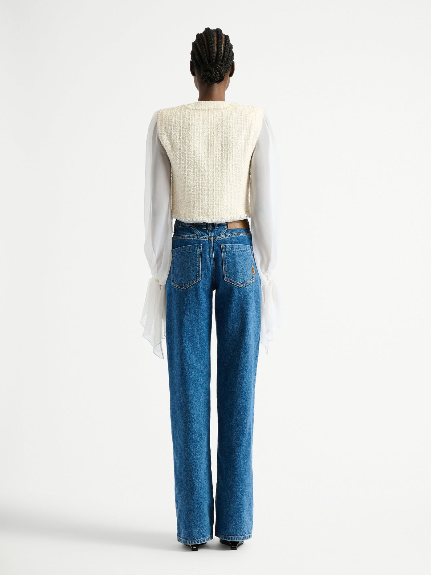 Spencer mit Knebelverschlüssen aus Tweed und Musselin