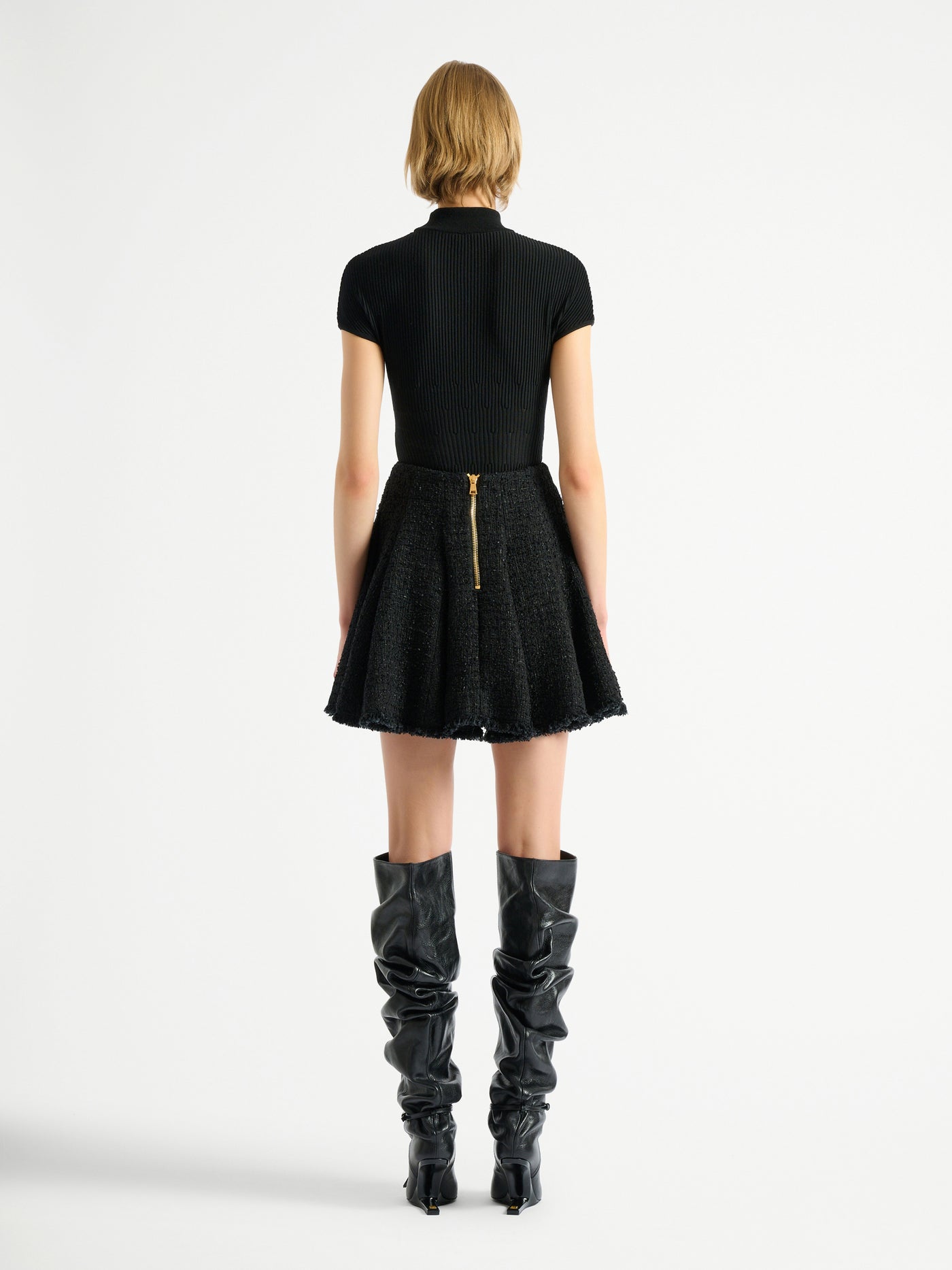 Flared tweed skirt