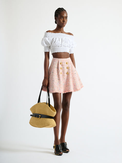Falda estilo patinadora de tweed