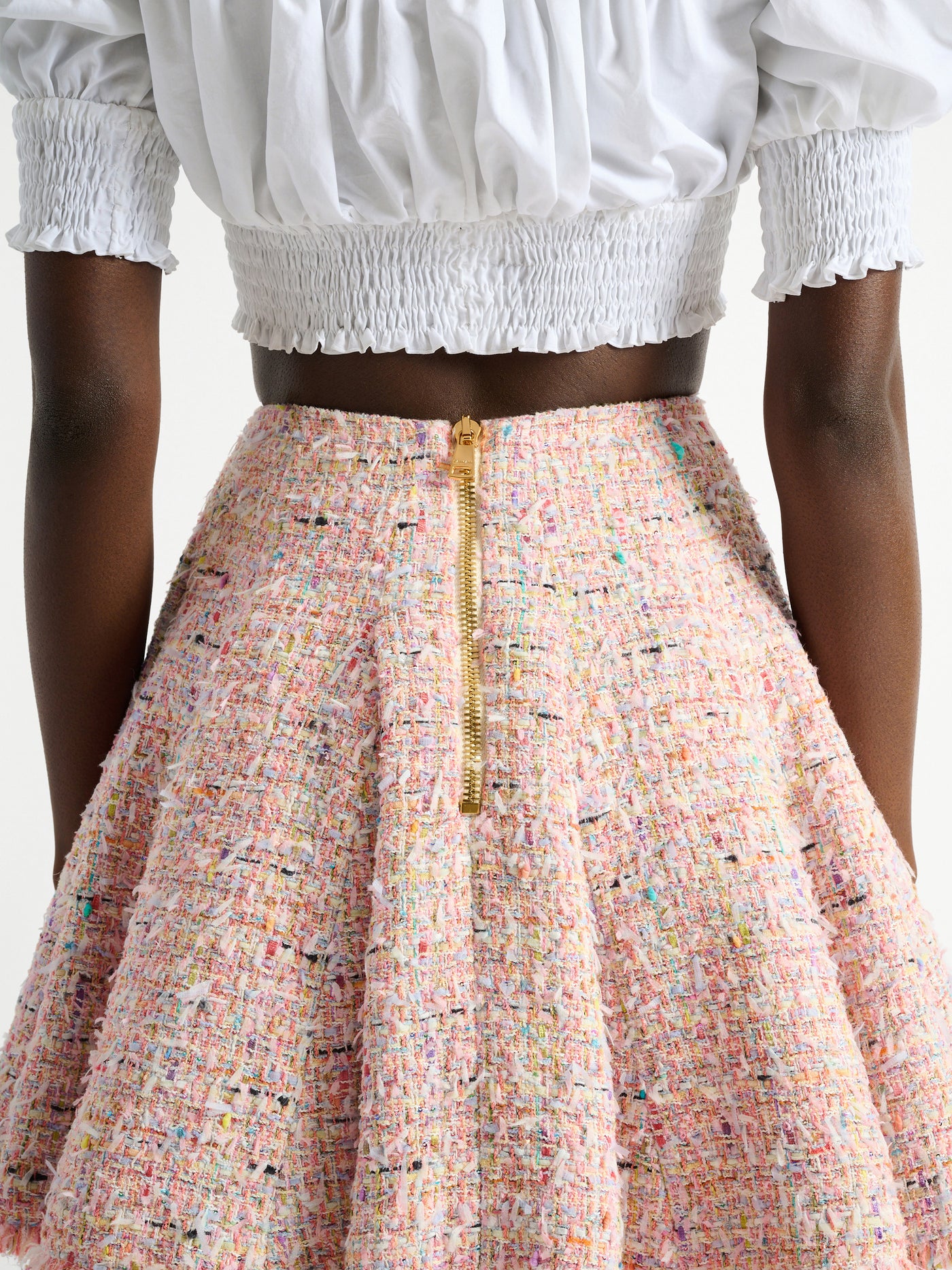 Falda estilo patinadora de tweed