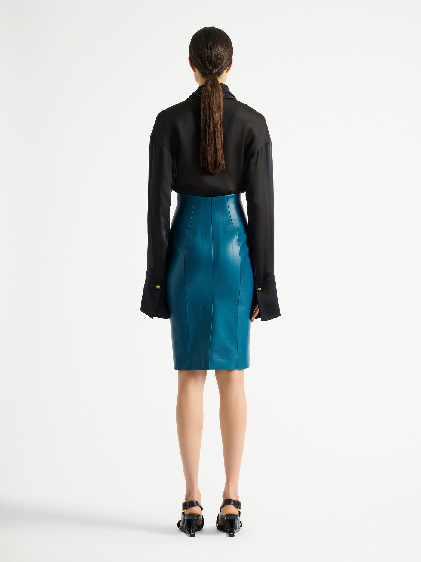 Zipped lambskin skirt