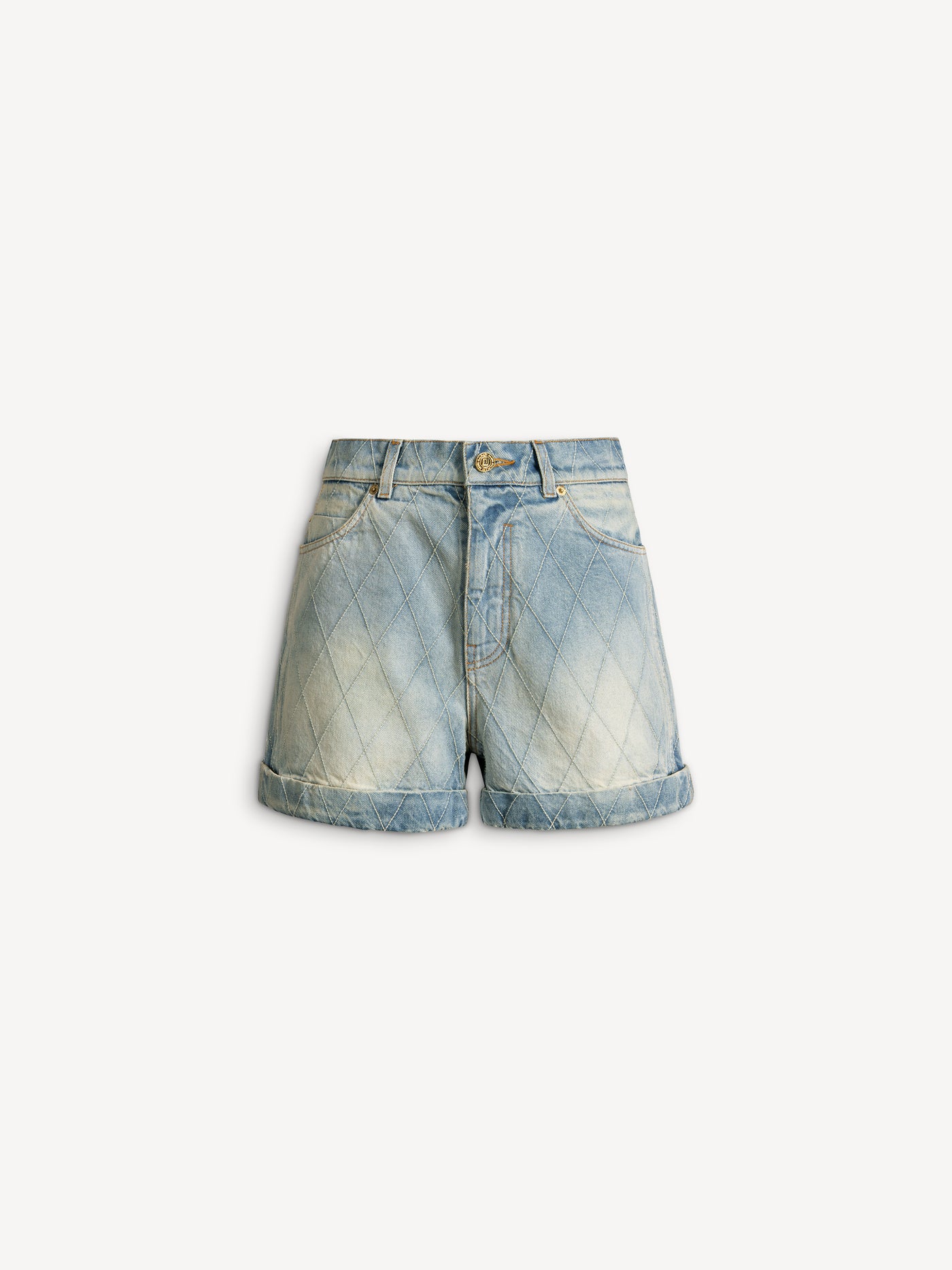 Pantalones cortos de denim con pespuntes
