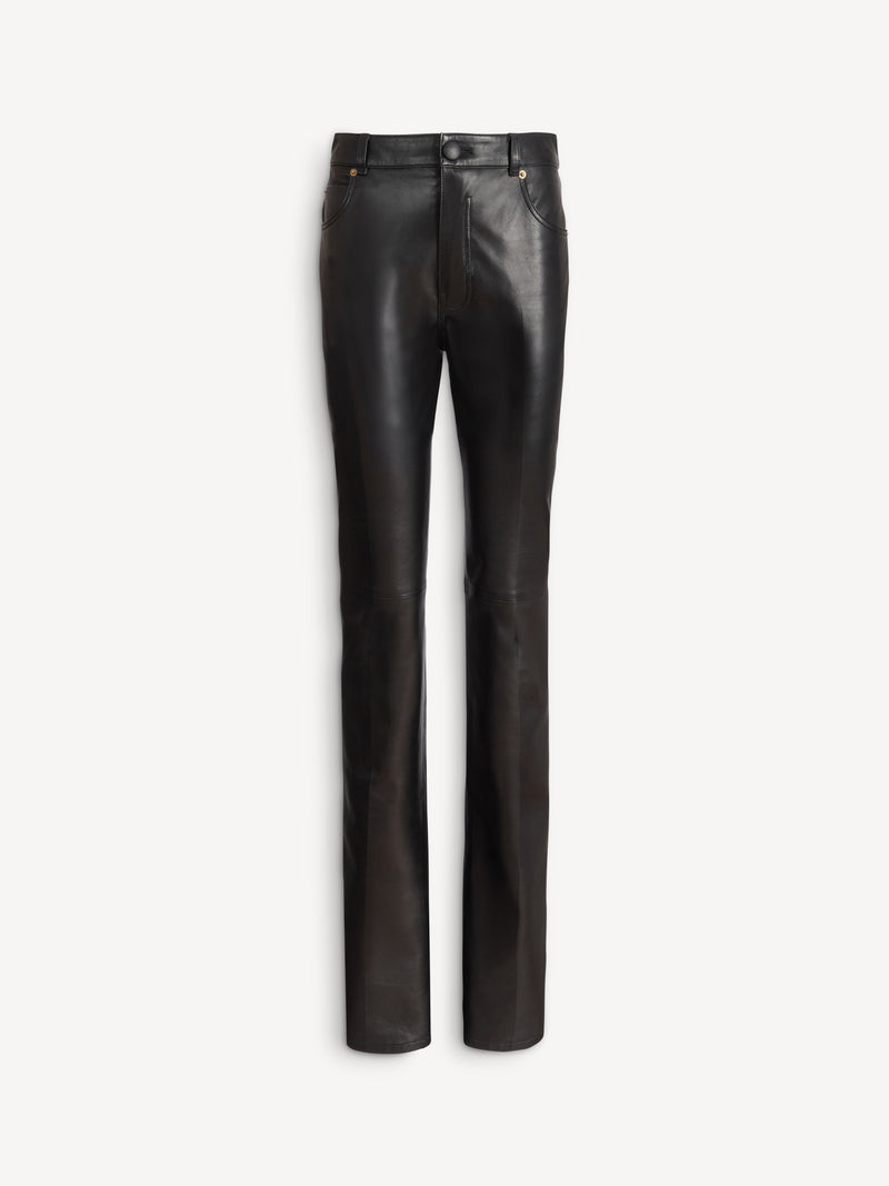 Leather high-waisted trousers