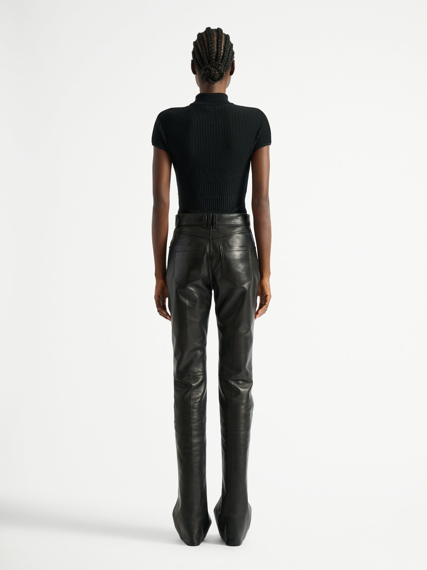 Pantalon taille haute en cuir