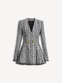 Two-tone flared tweed dress