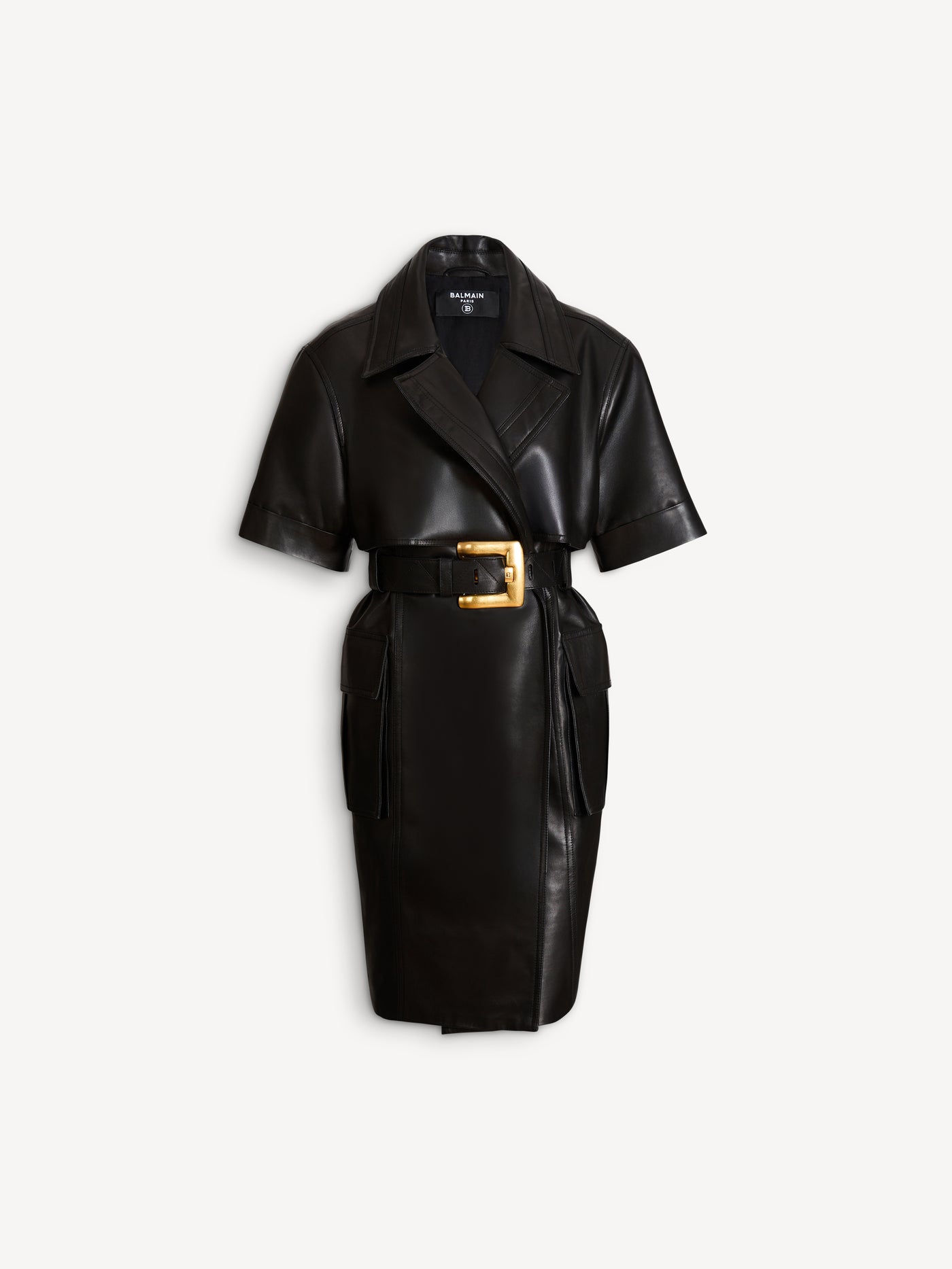 Vestido con cinturón de piel de cordero
