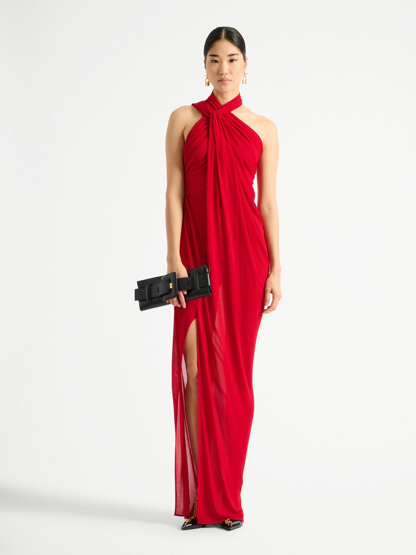 Long draped jersey dress