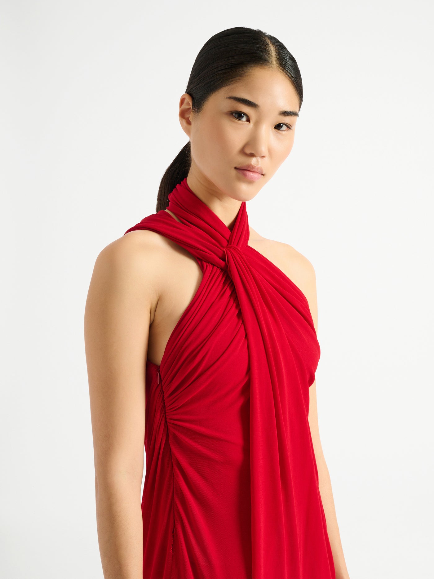Long draped jersey dress