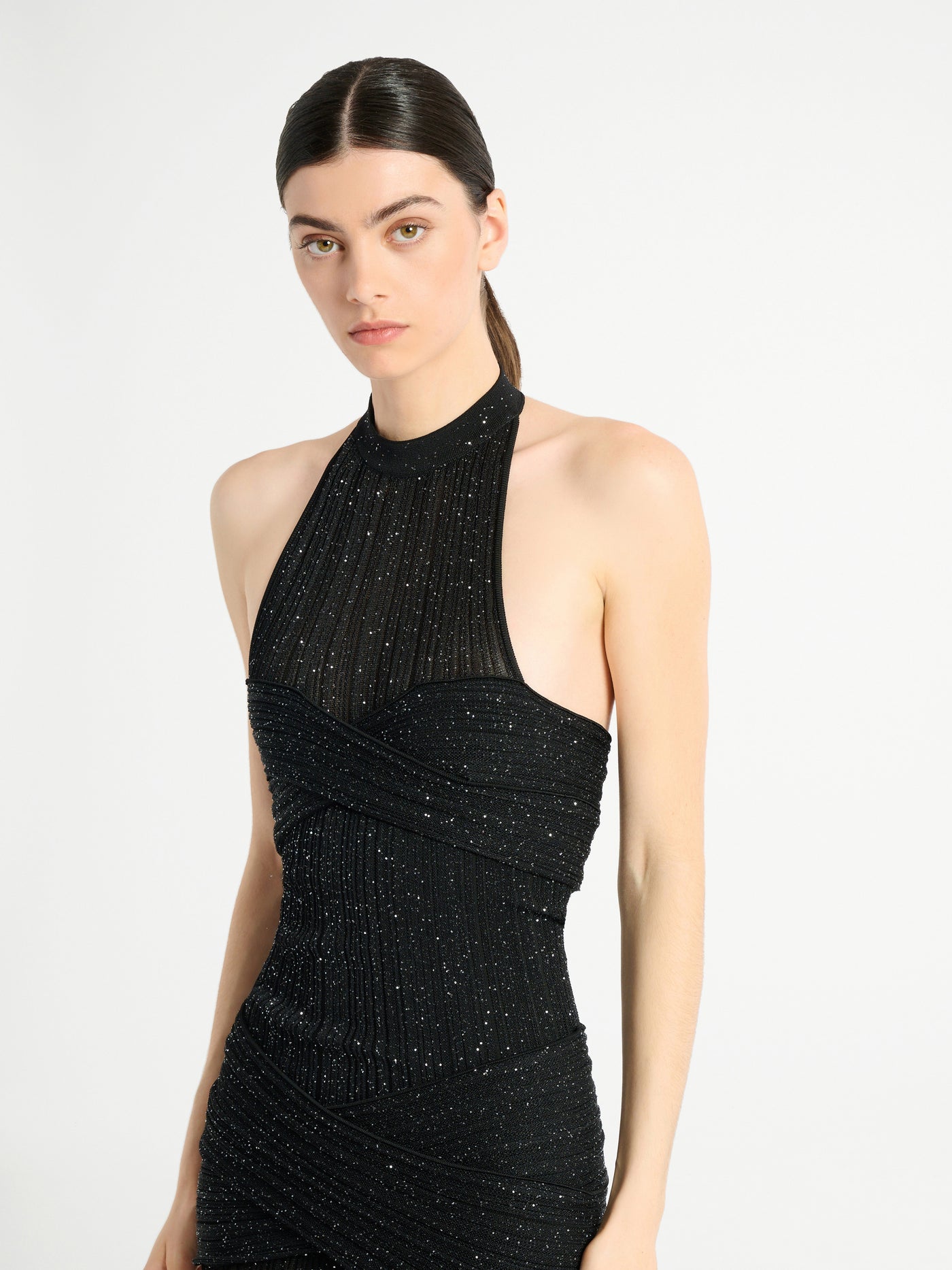 Langes Kleid aus Fléchage-Gewebe