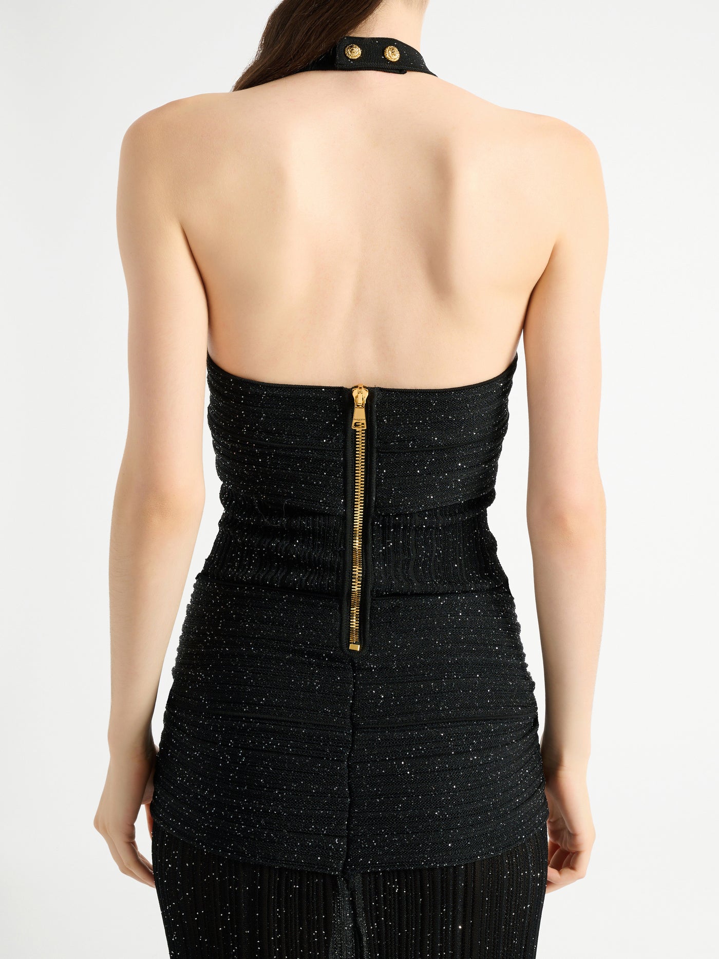 Langes Kleid aus Fléchage-Gewebe