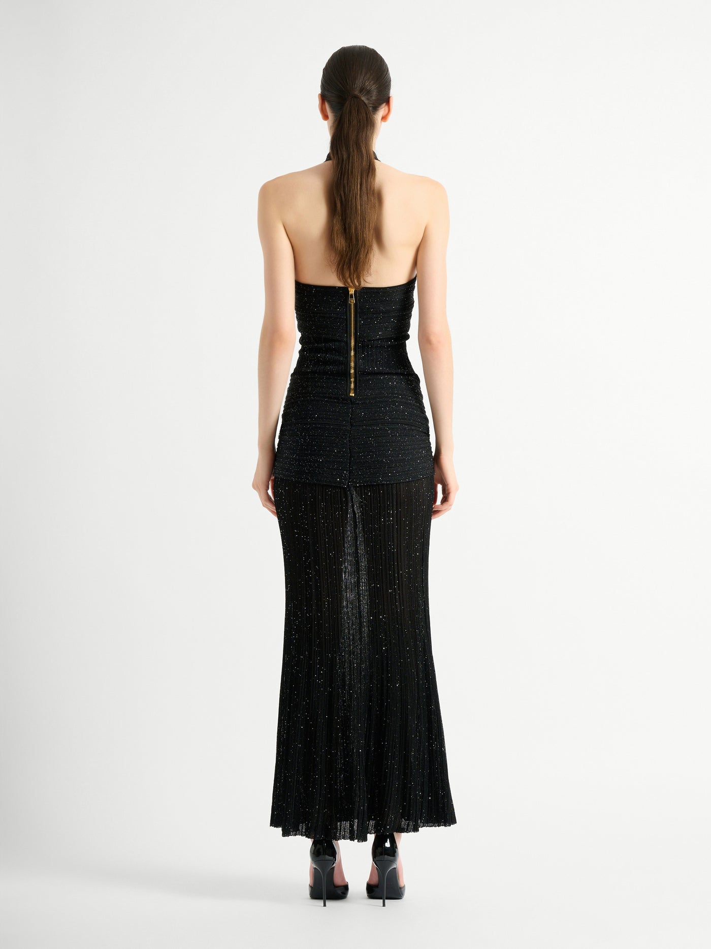 Langes Kleid aus Fléchage-Gewebe