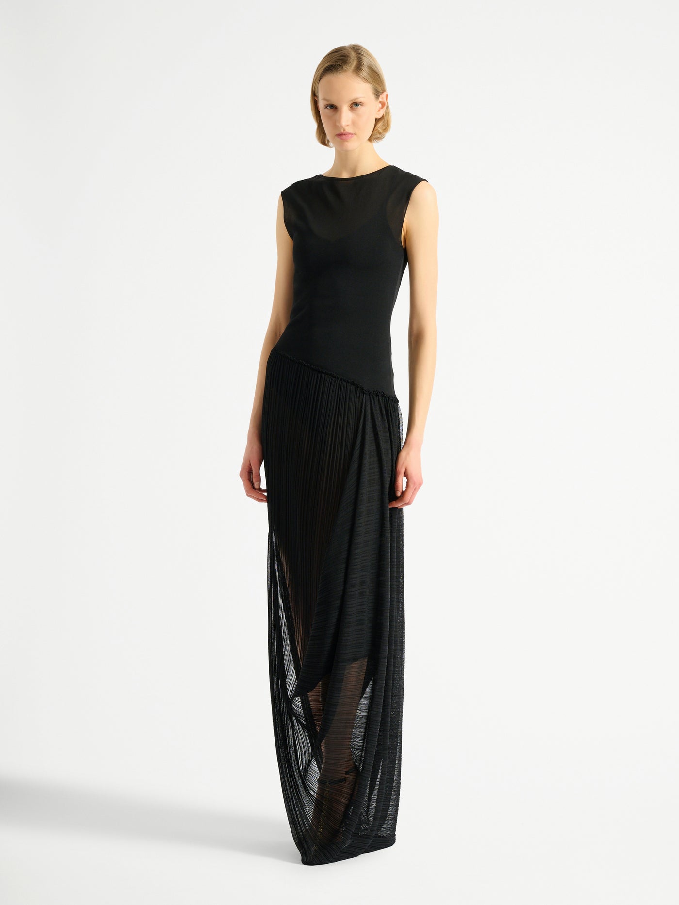Long draped viscose dress