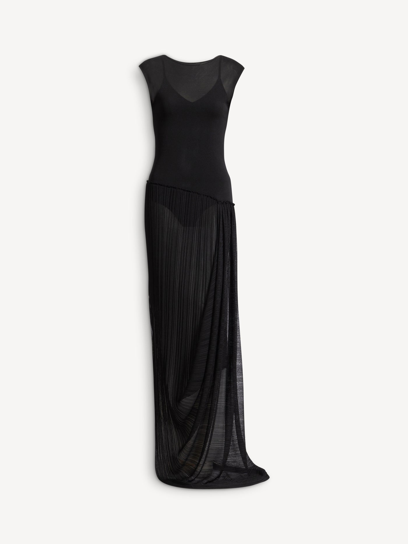 Vestido largo drapeado de viscosa