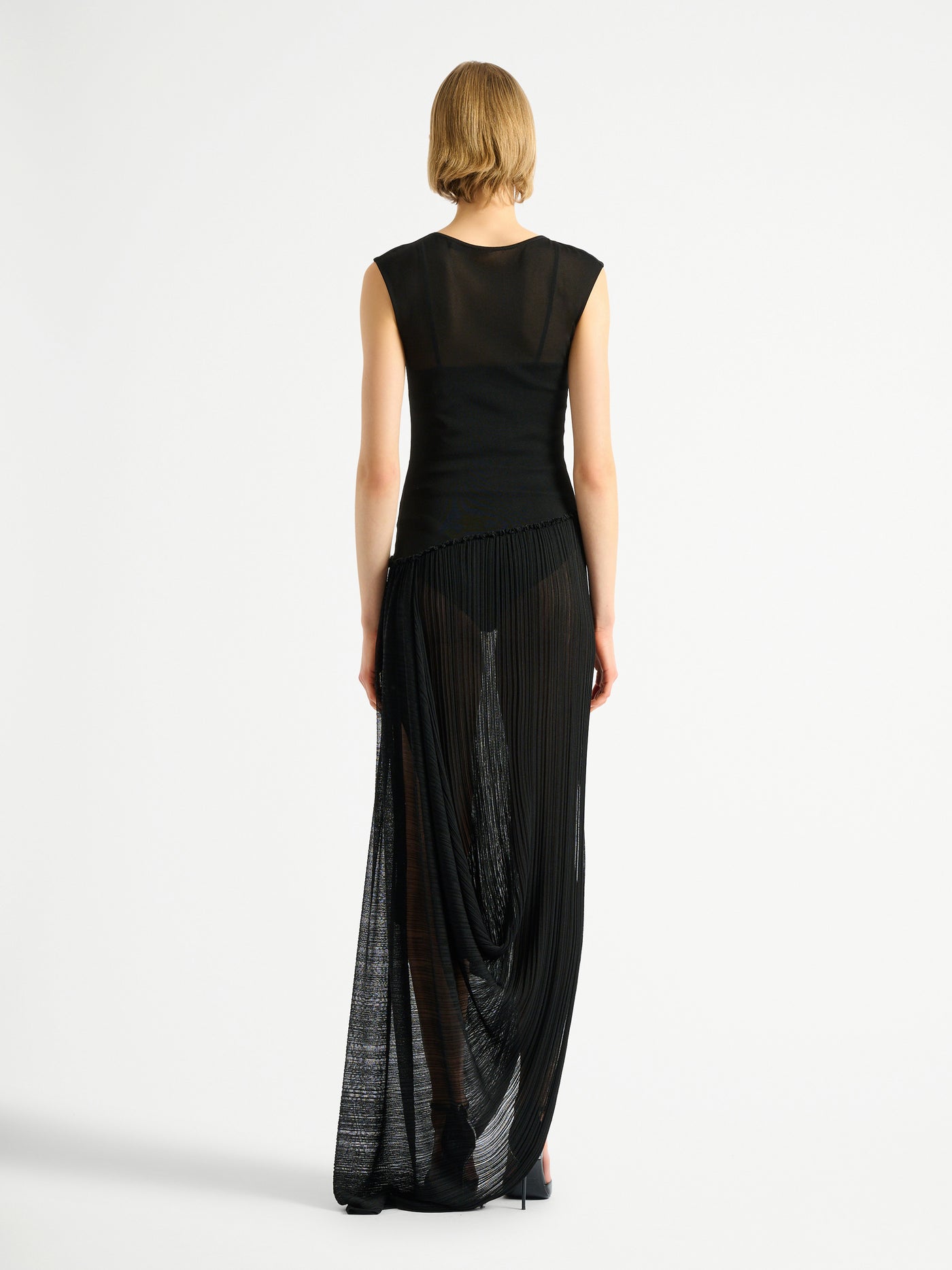 Long draped viscose dress