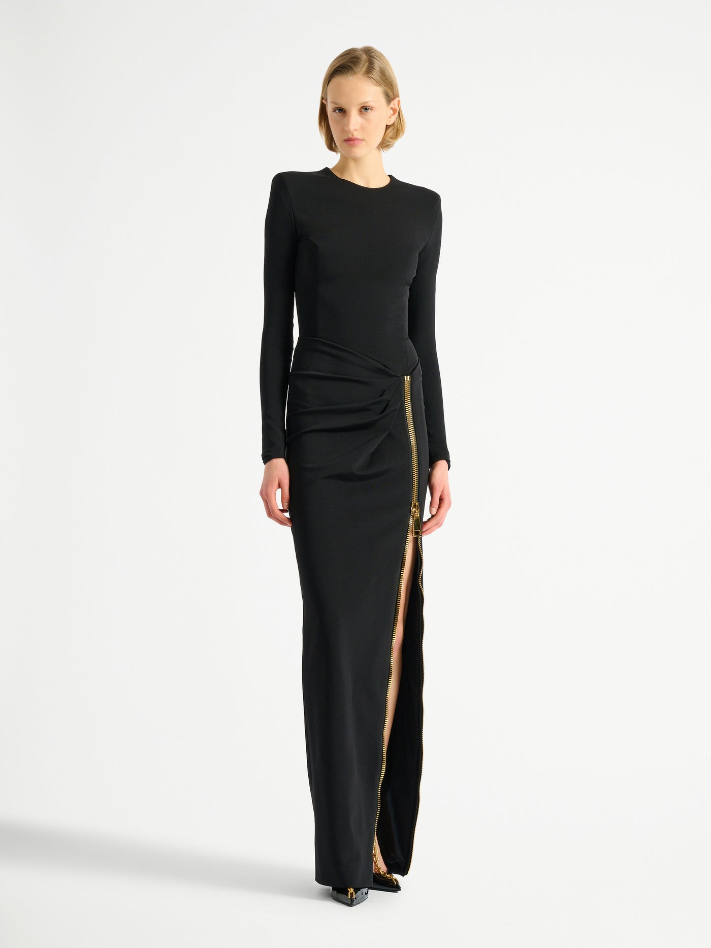 Langes Kleid mit Schlitz und Reißverschluss