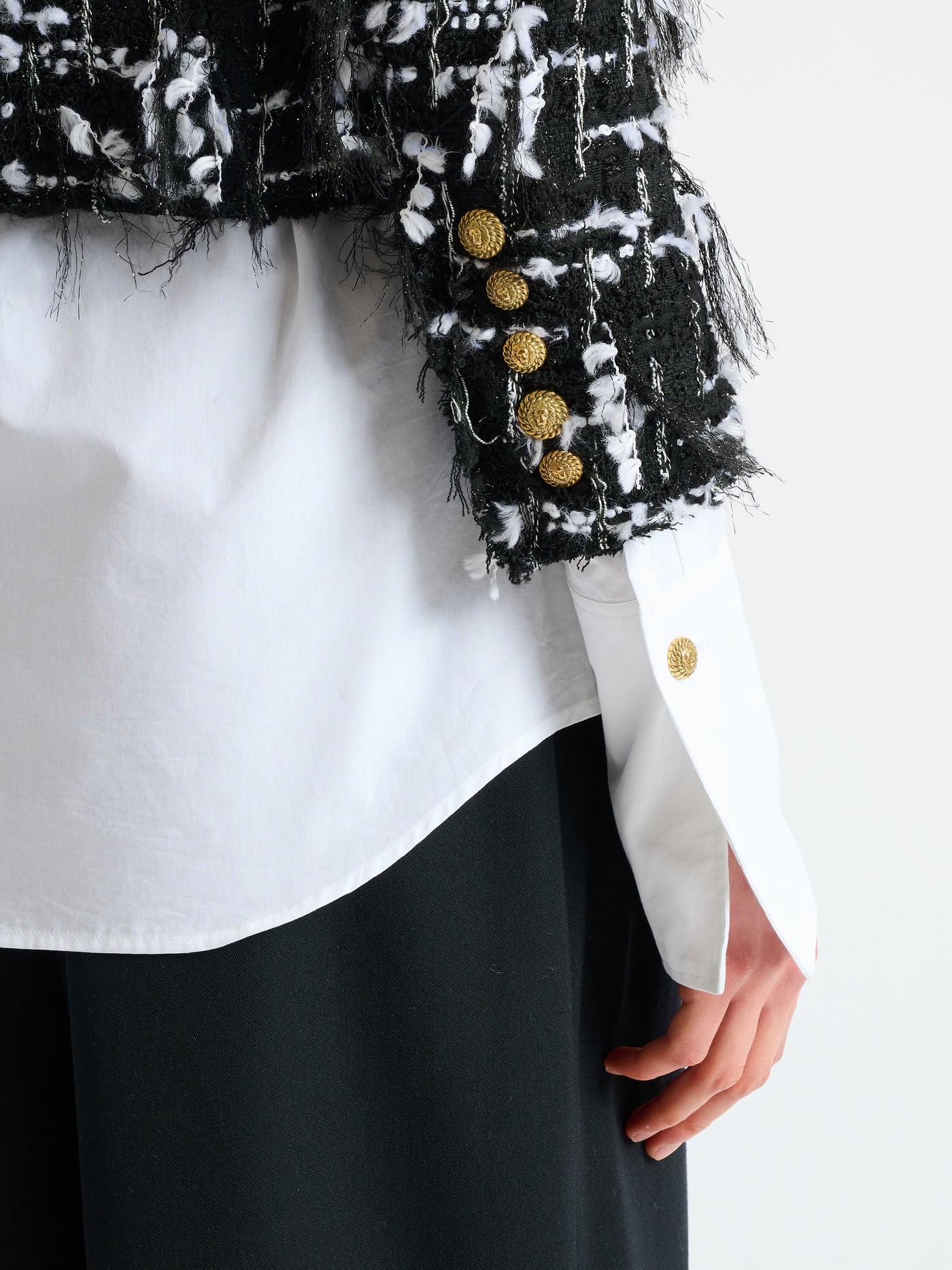 Chaqueta Spencer de tweed con flecos
