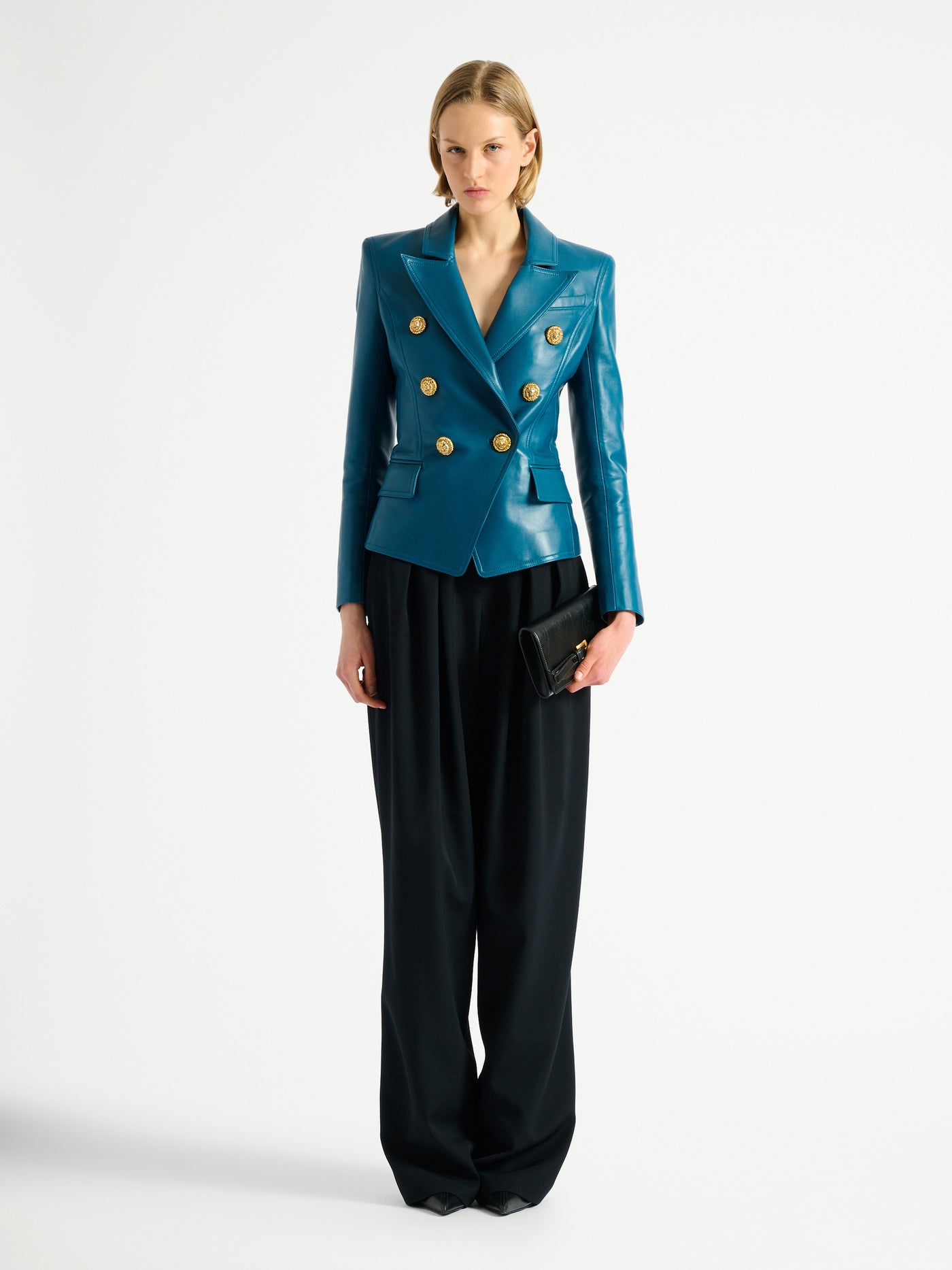 Lederjacke mit sechs Knöpfen