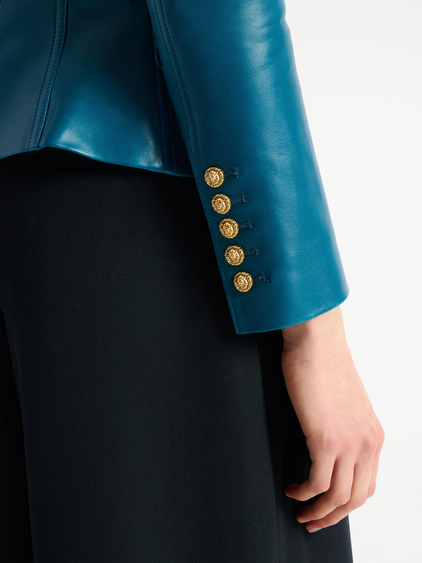 Leather 6-button jacket