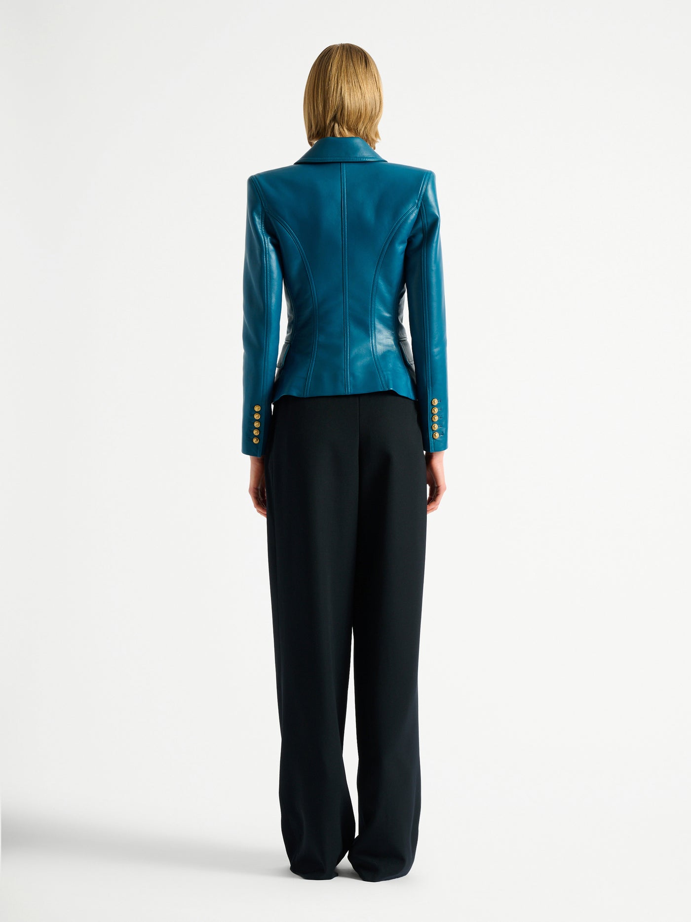 Leather 6-button jacket