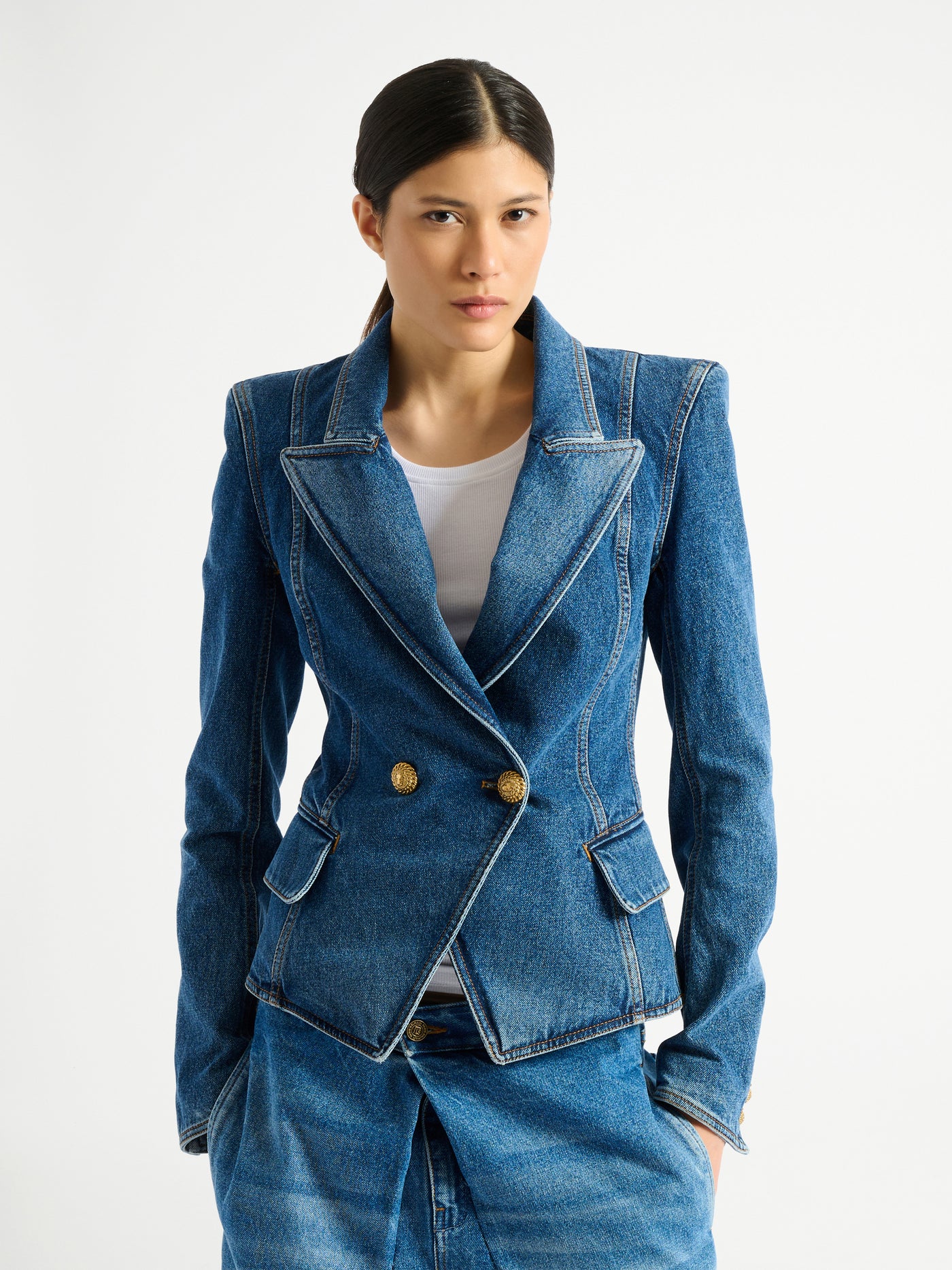 Chaqueta de 2 botones de denim